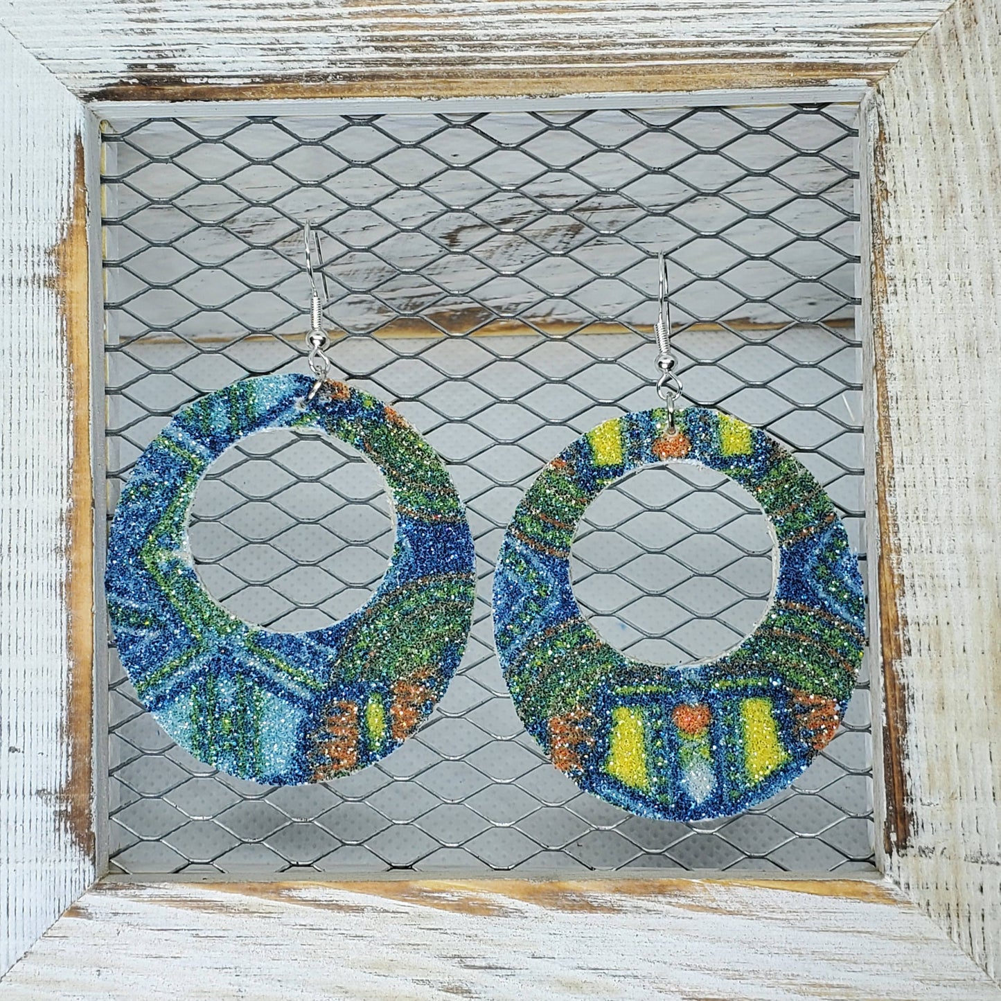 Stained Glass Leather Earrings
