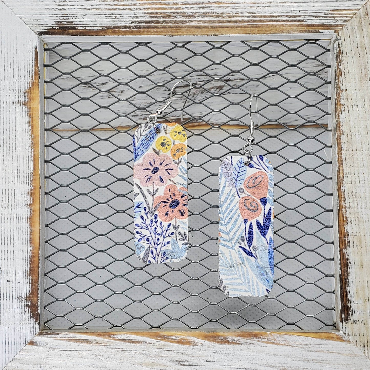 Tropical Floral Cork/Leather Earrings