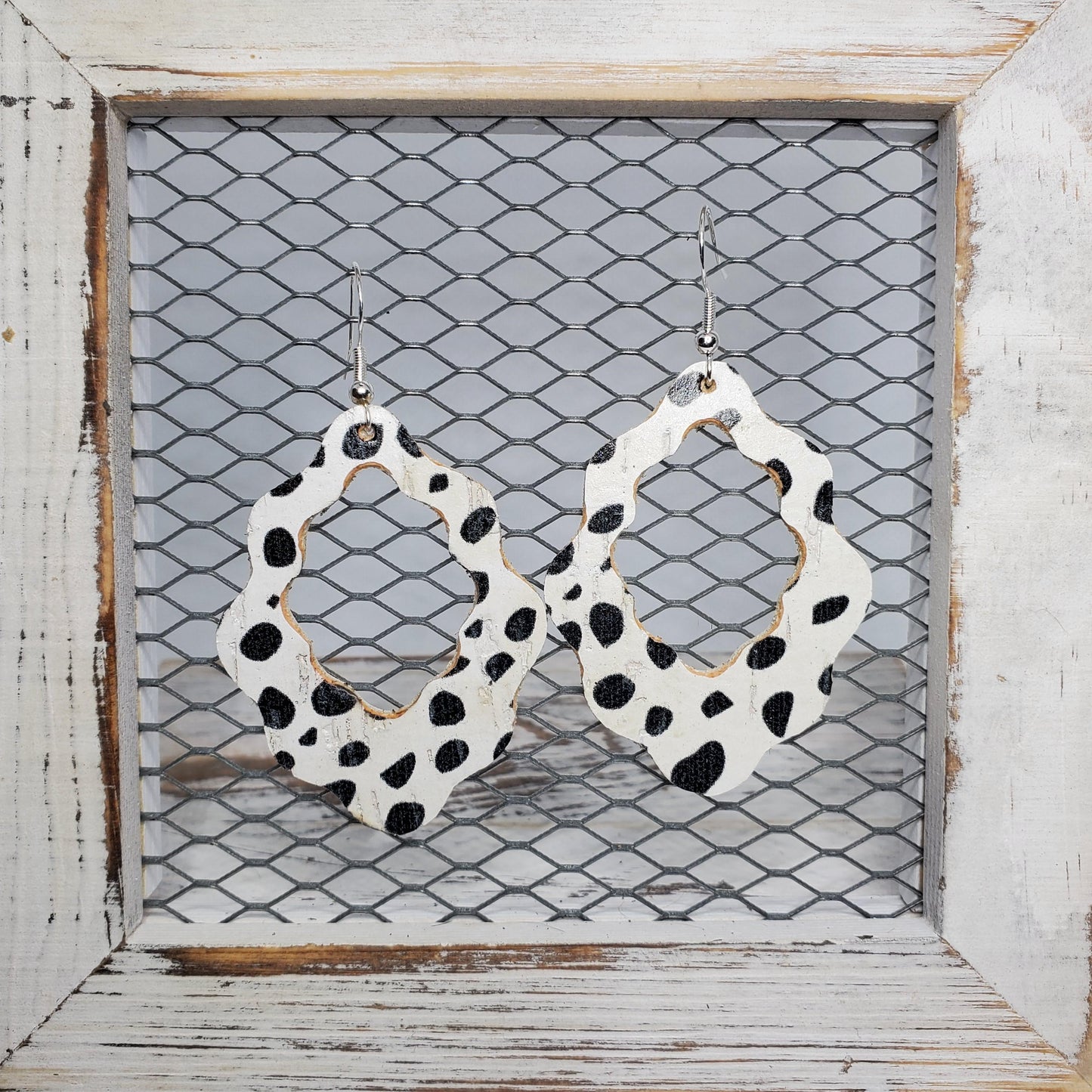 Dalmatian Cork/Leather Earrings