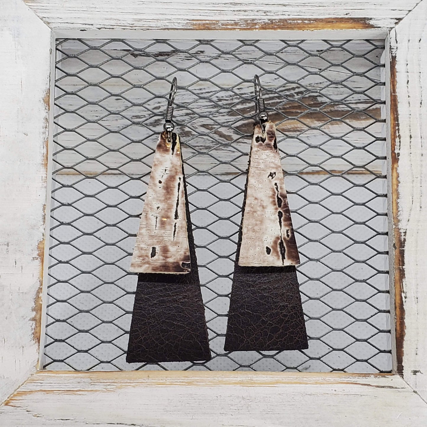 Cream Wildwood Leather Earrings