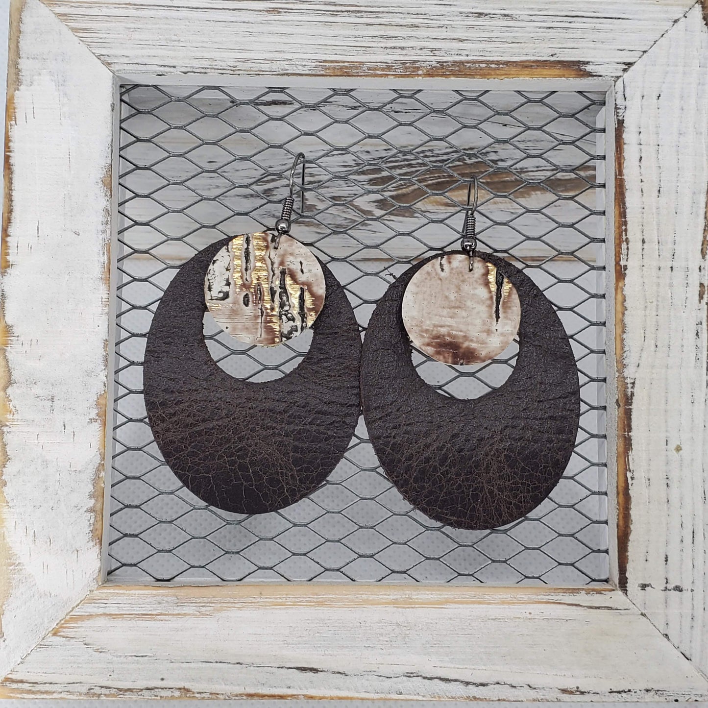 Cream Wildwood Leather Earrings
