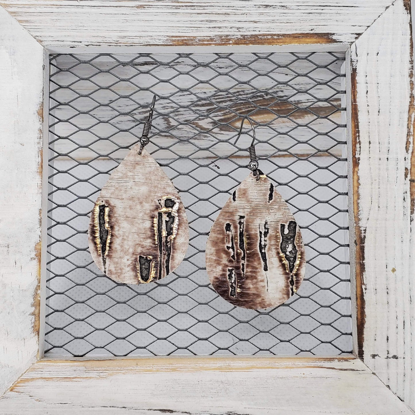 Cream Wildwood Leather Earrings