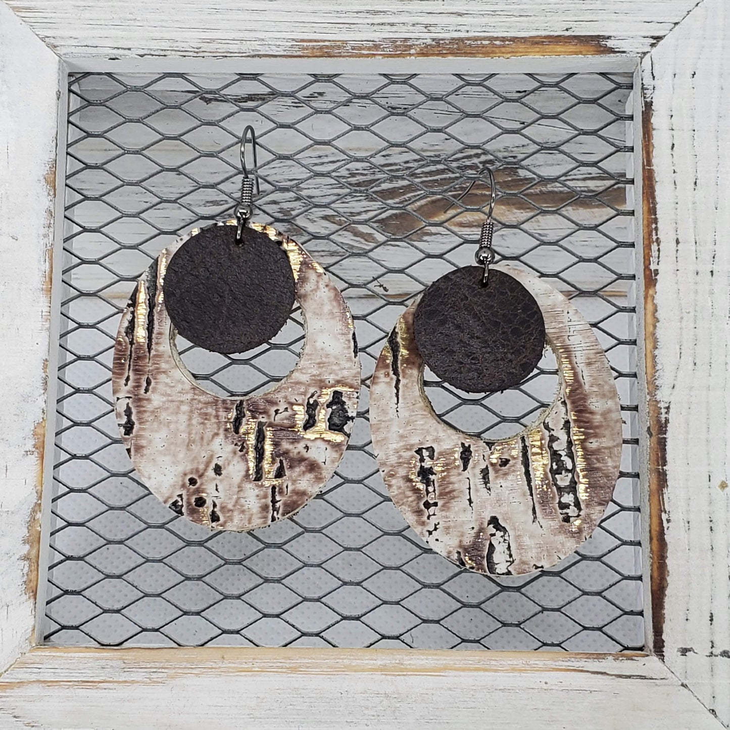 Cream Wildwood Leather Earrings