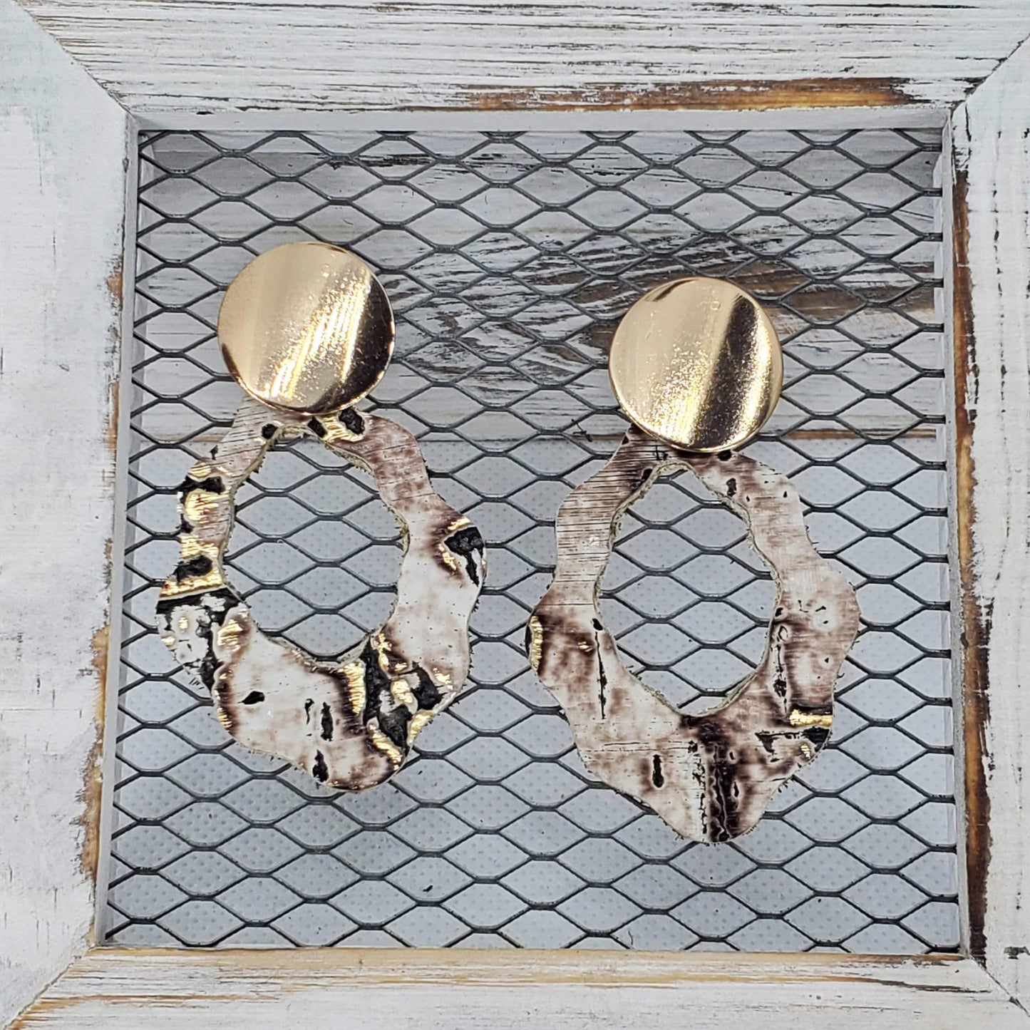 Cream Wildwood Leather Earrings