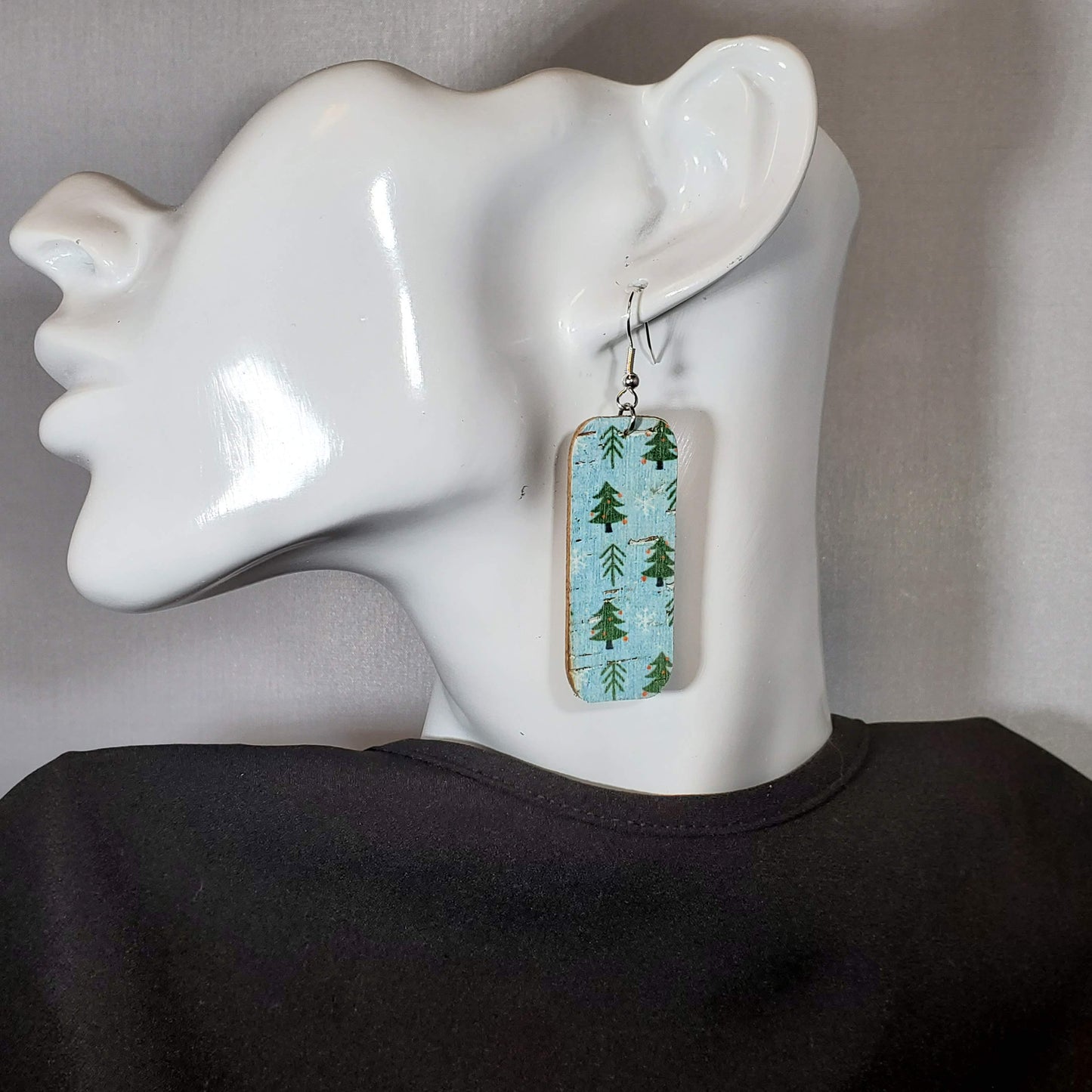 Aqua Christmas Cork/Leather Earrings