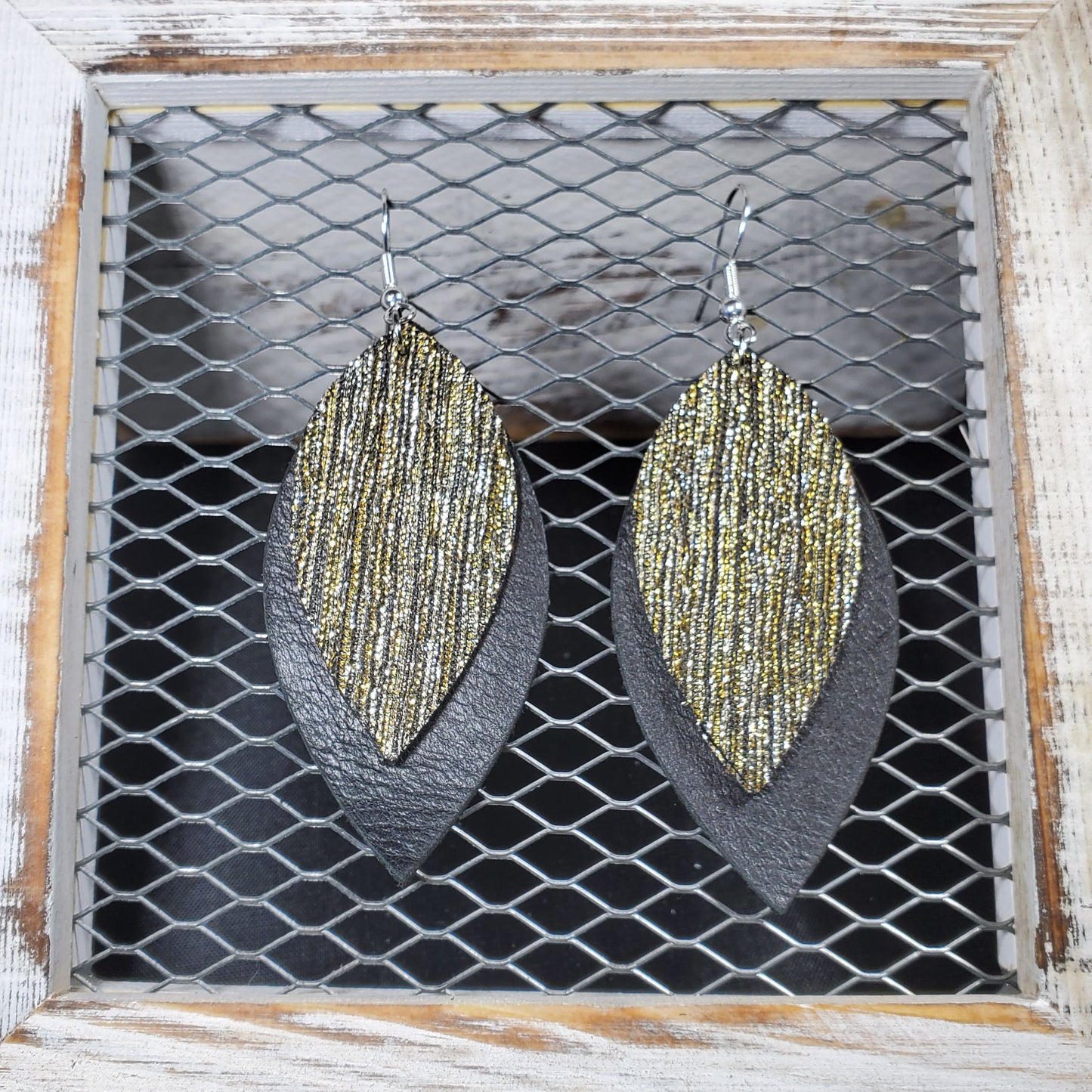 Silver & Gold Leather Earrings