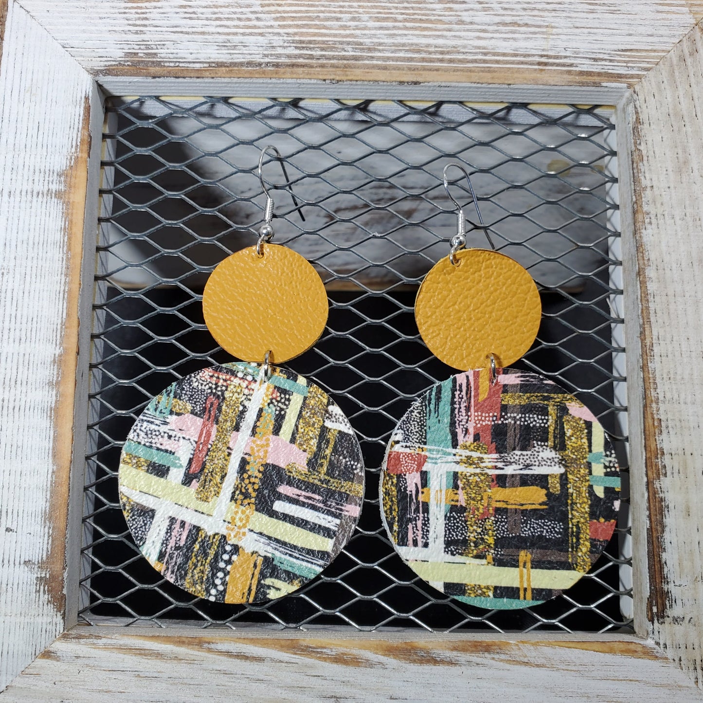 Boho Strokes & Stripes Leather Earrings