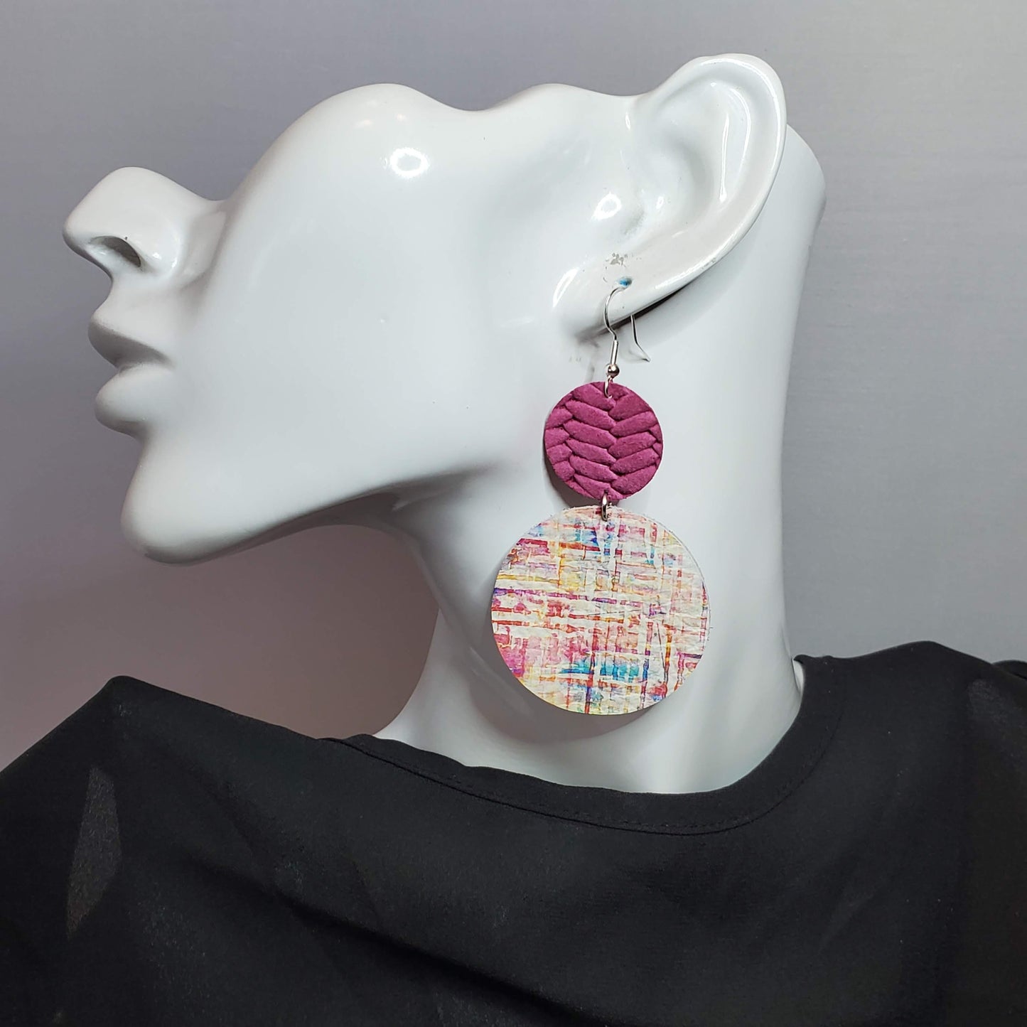 Pastel Watercolor Streaks Leather Earrings