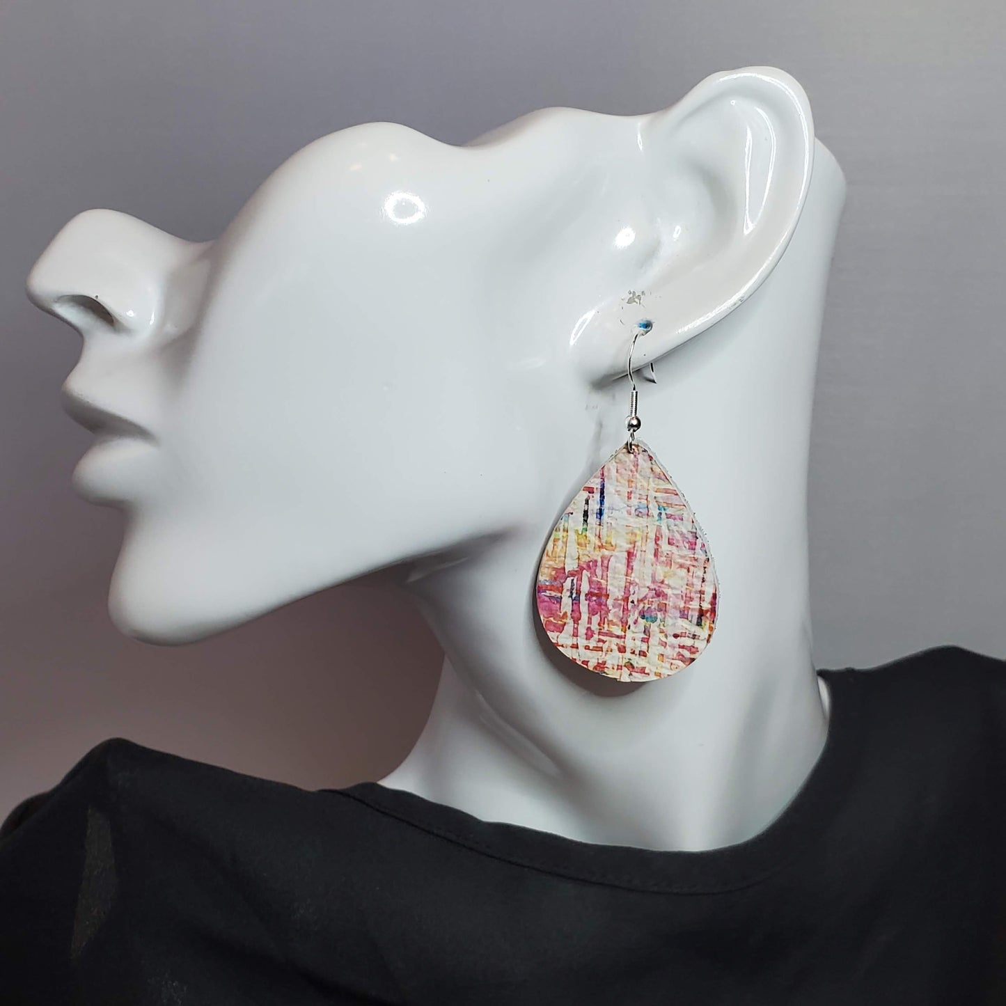 Pastel Watercolor Streaks Leather Earrings