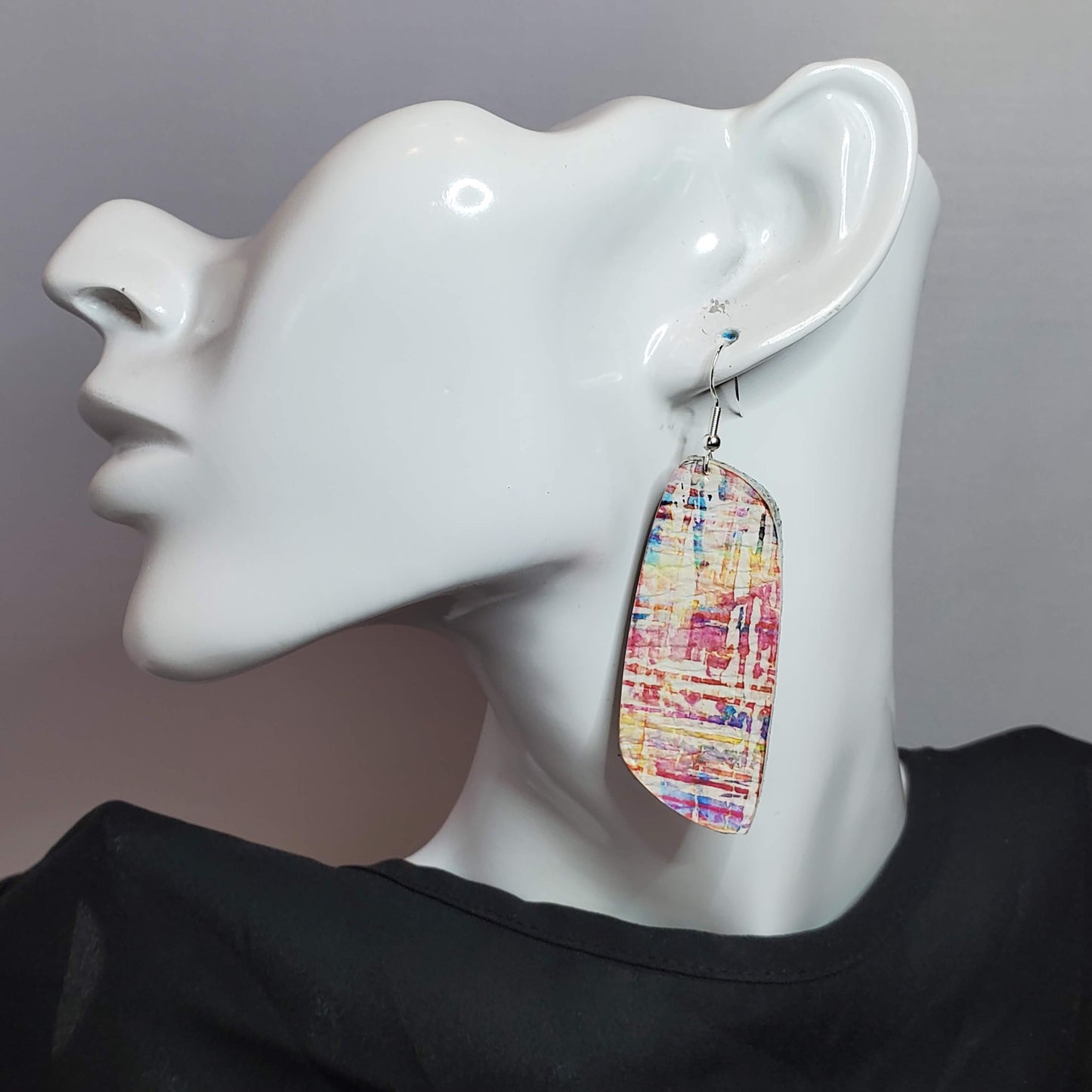 Pastel Watercolor Streaks Leather Earrings