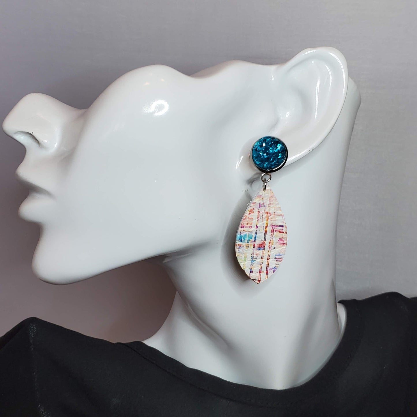 Pastel Watercolor Streaks Leather Earrings