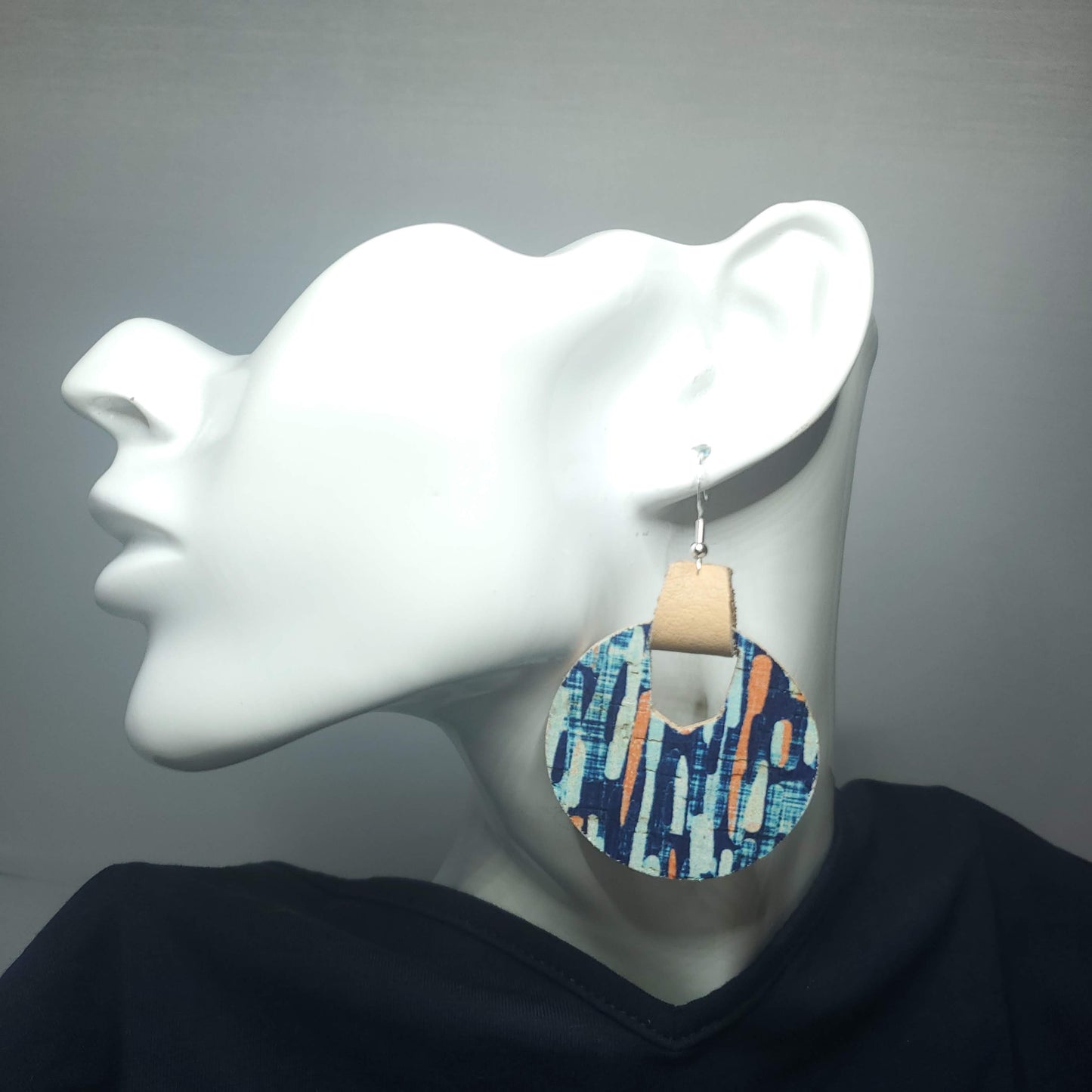 Tahiti Rain Cork/Leather Earrings