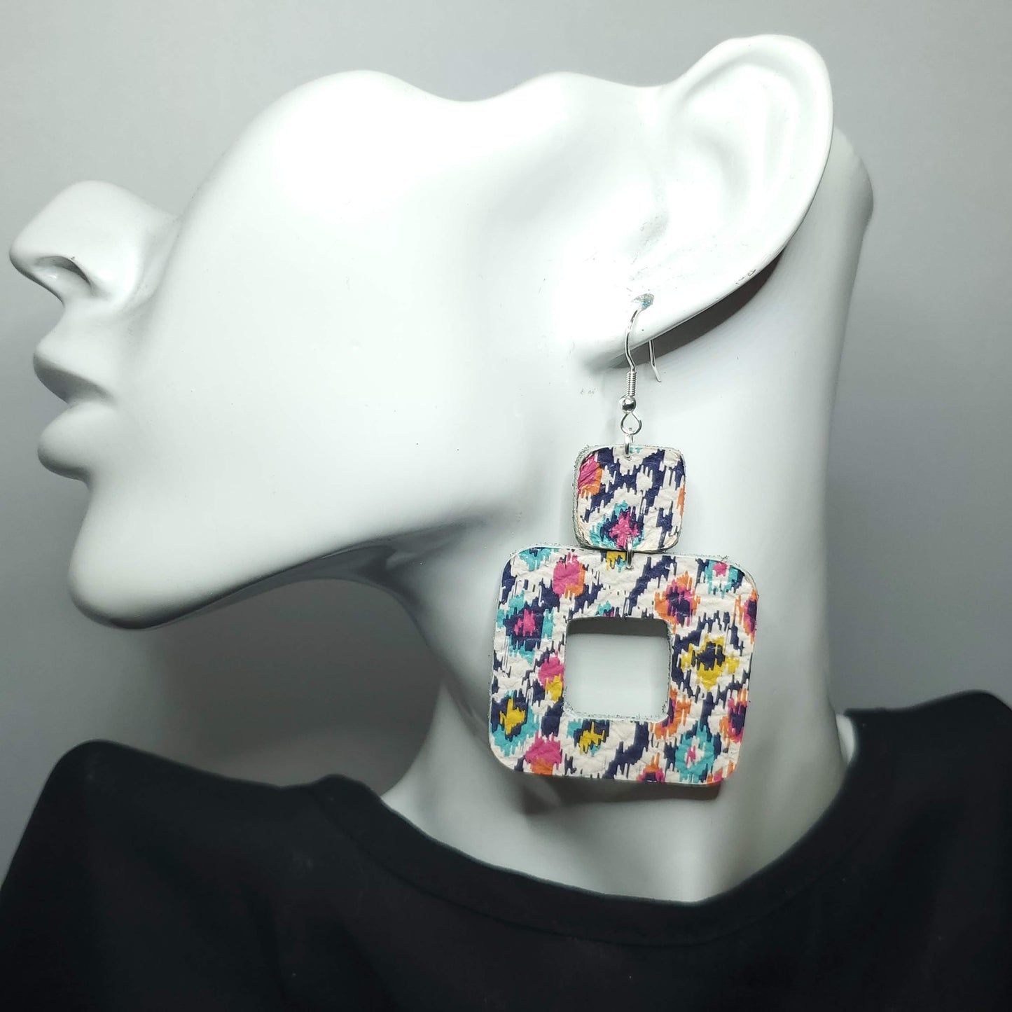 Tribal Aztec Leather Earrings