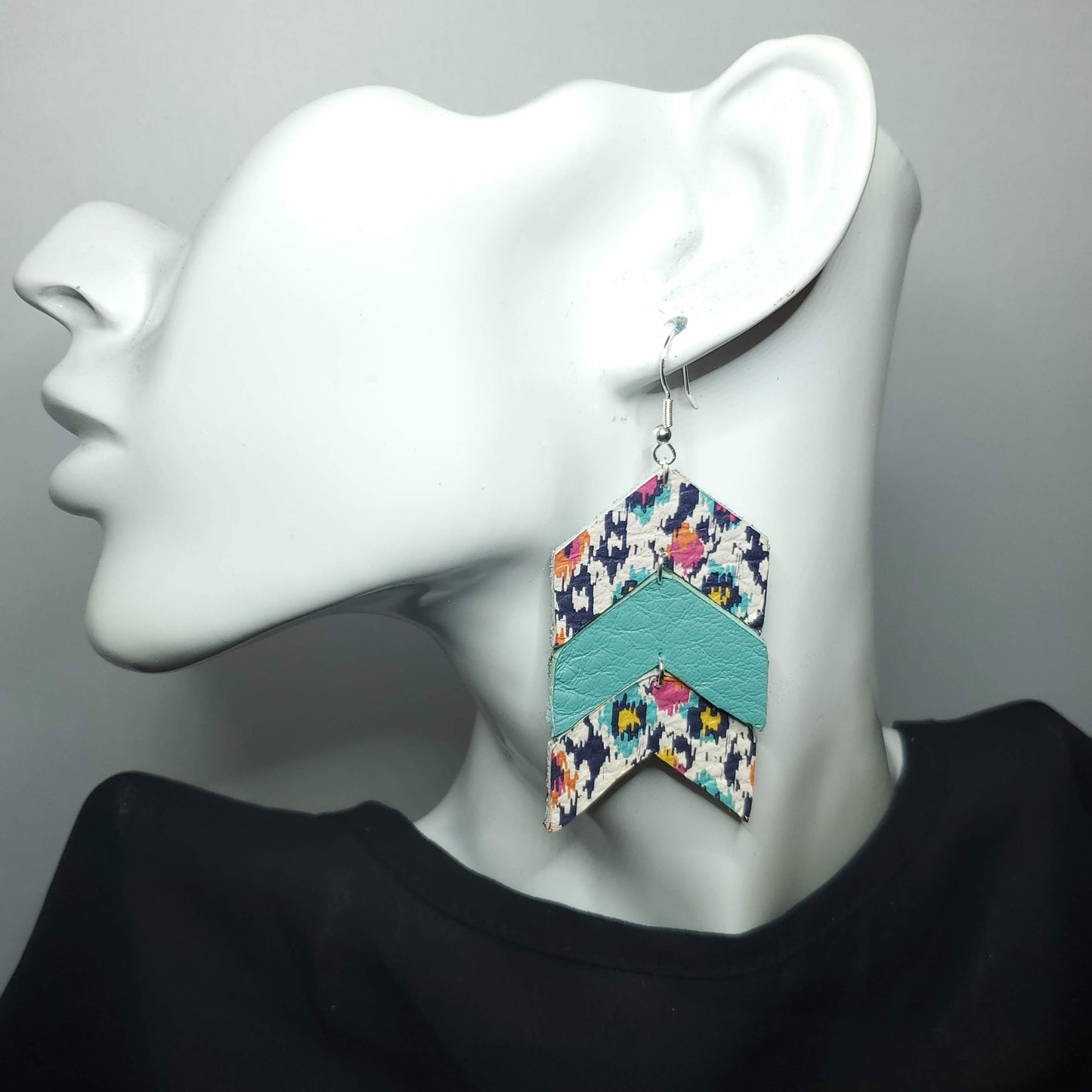 Tribal Aztec Leather Earrings