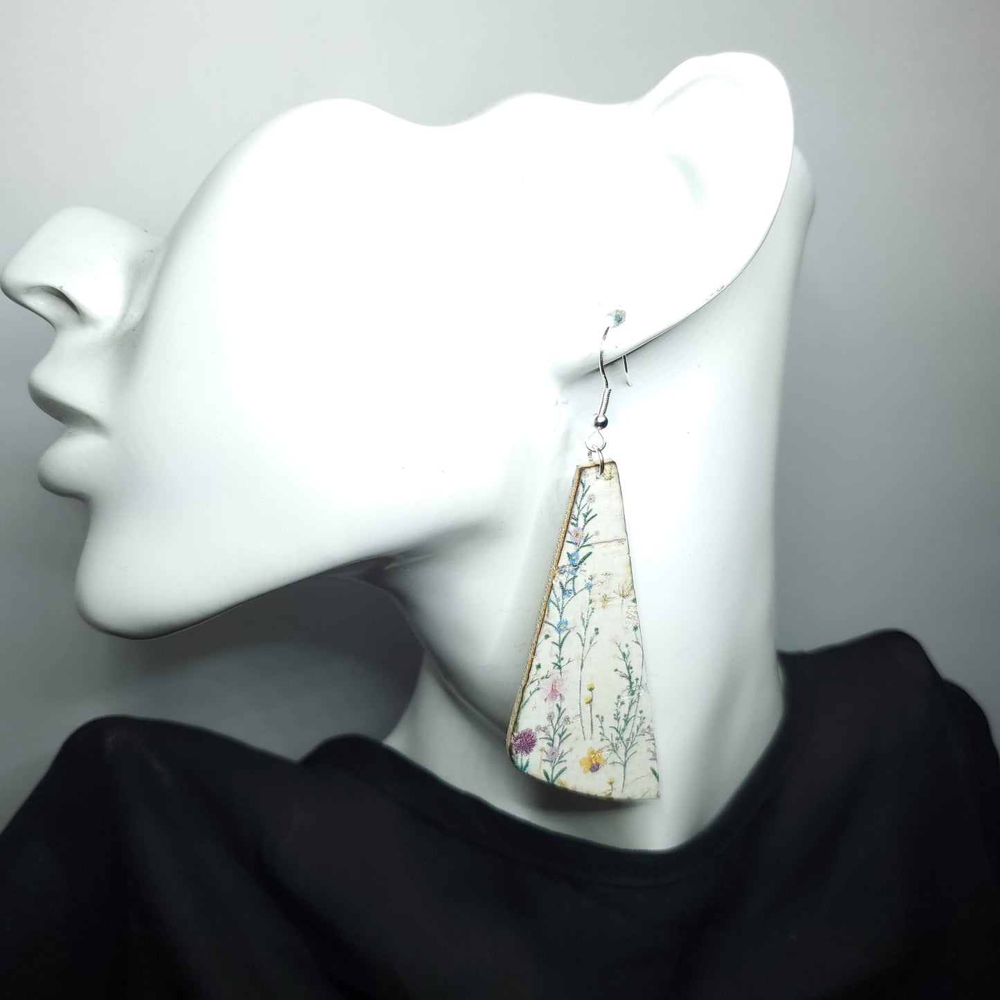Delicate Wildflower Cork/Leather Earrings
