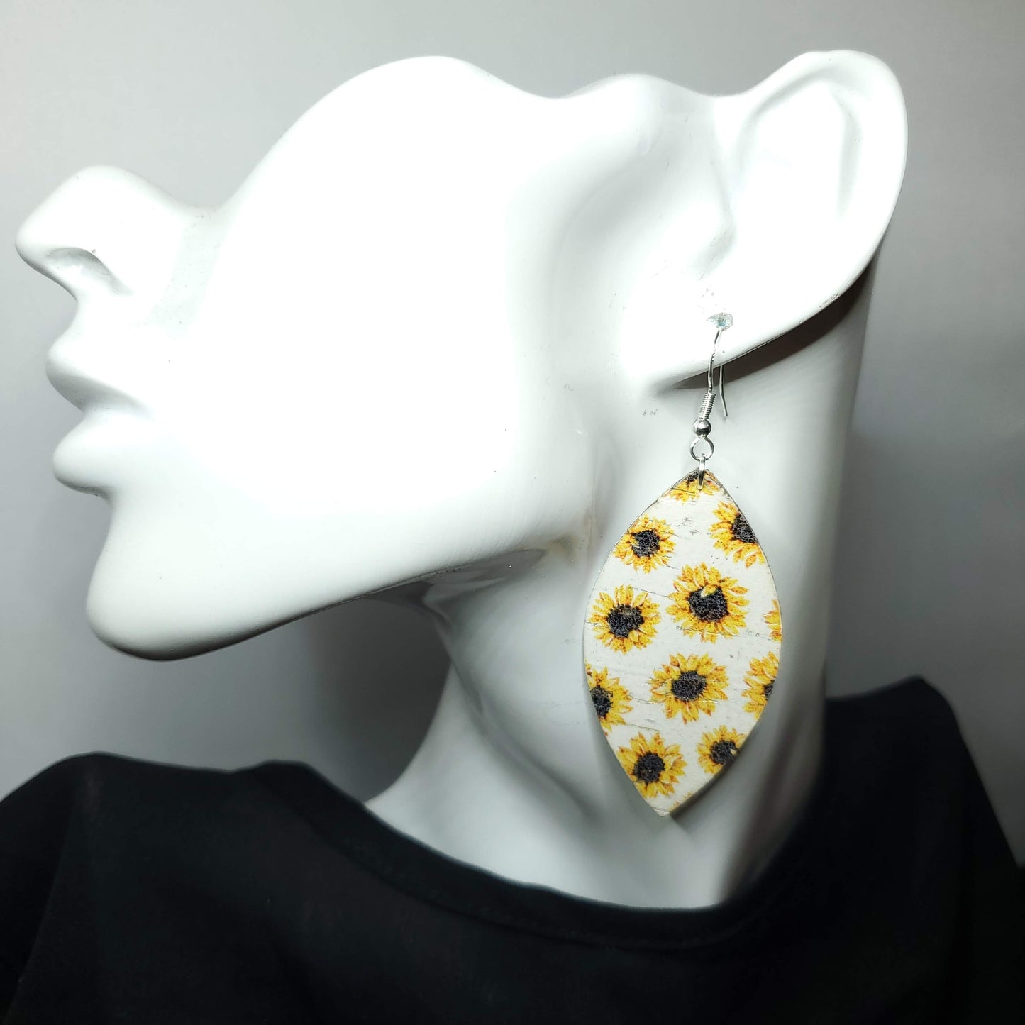 Sunflower Cork/Leather Earrings