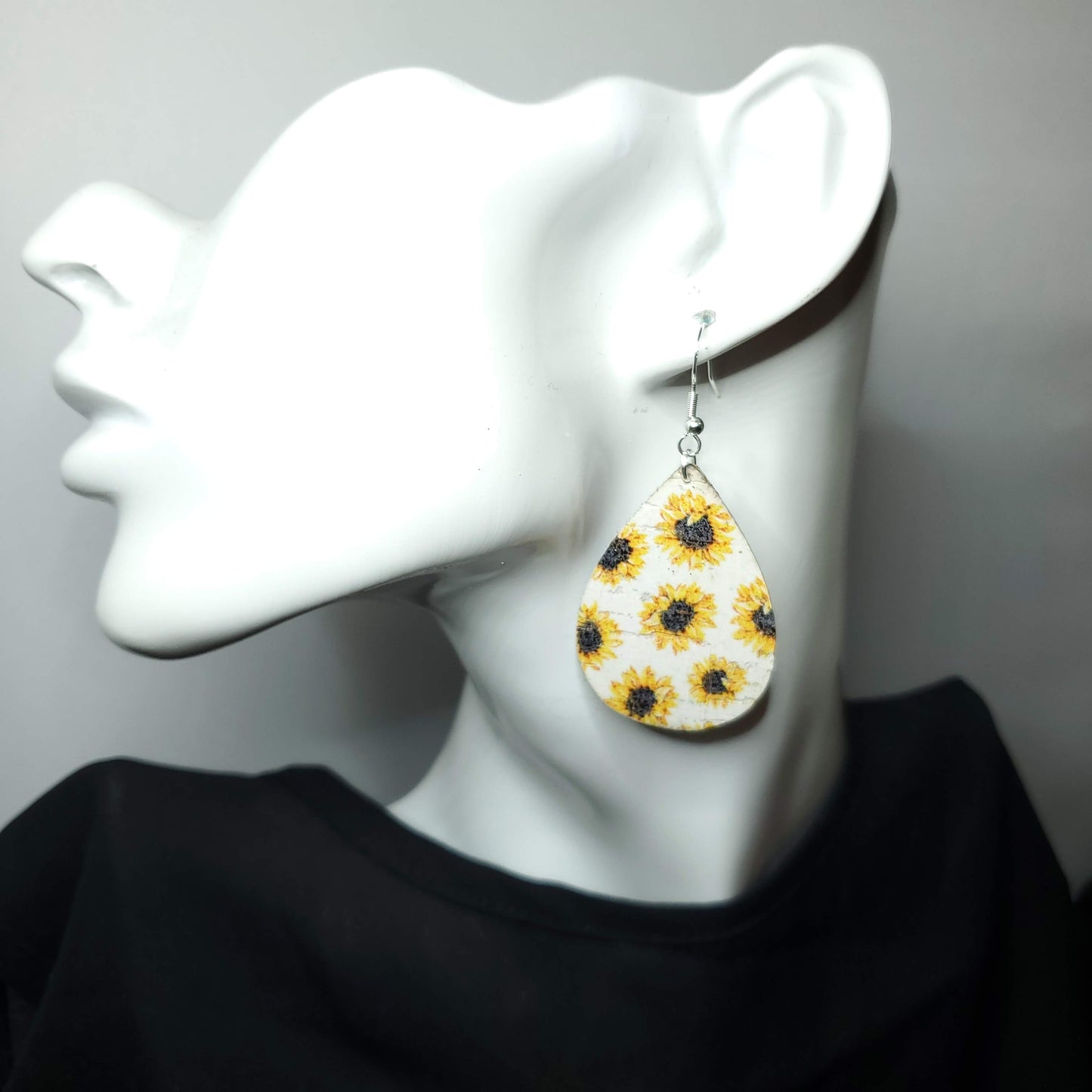 Sunflower Cork/Leather Earrings