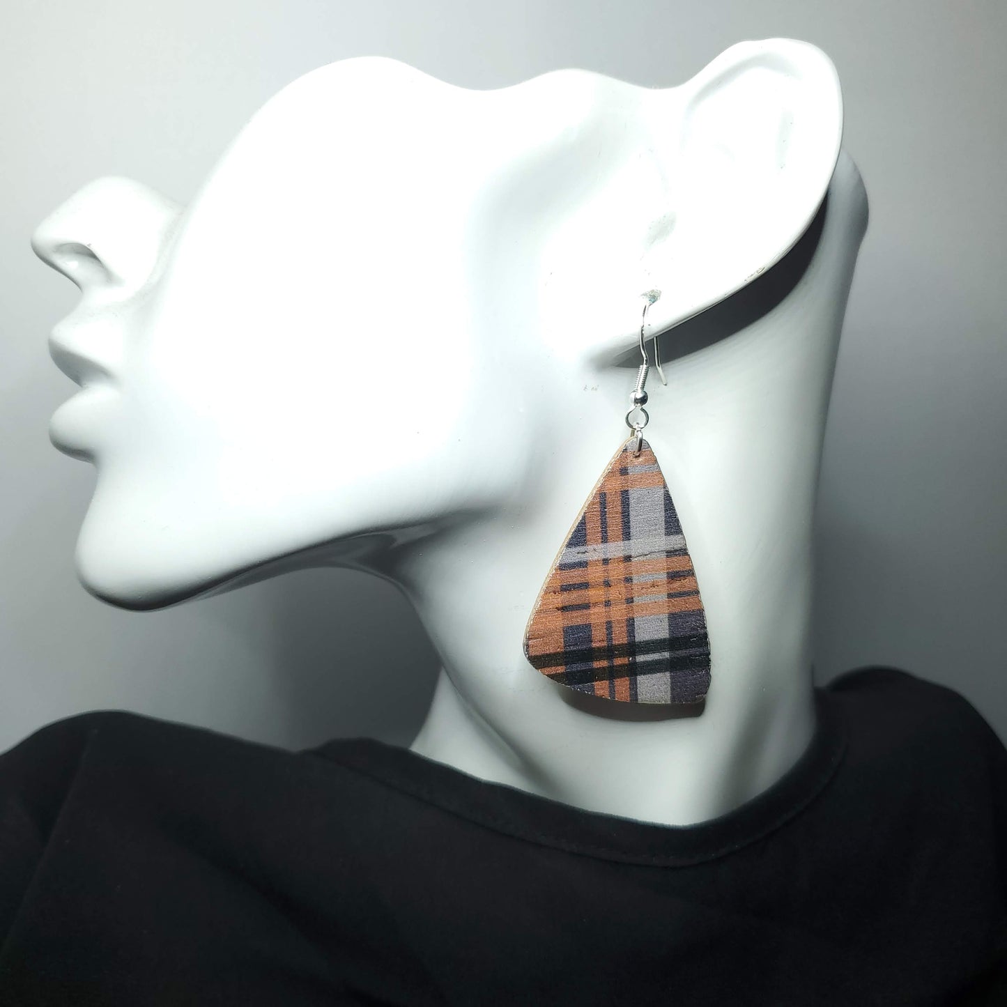 Halloween Plaid Cork/Leather Earrings