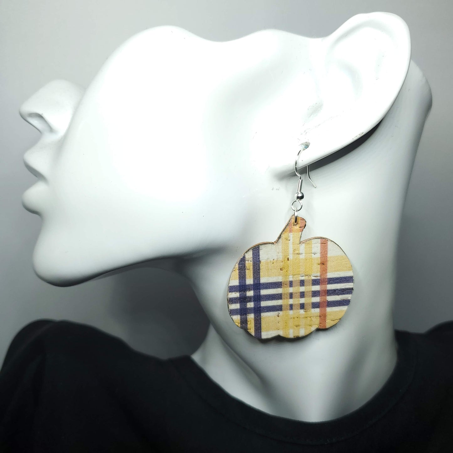Fall Plaid Cork/Leather Earrings