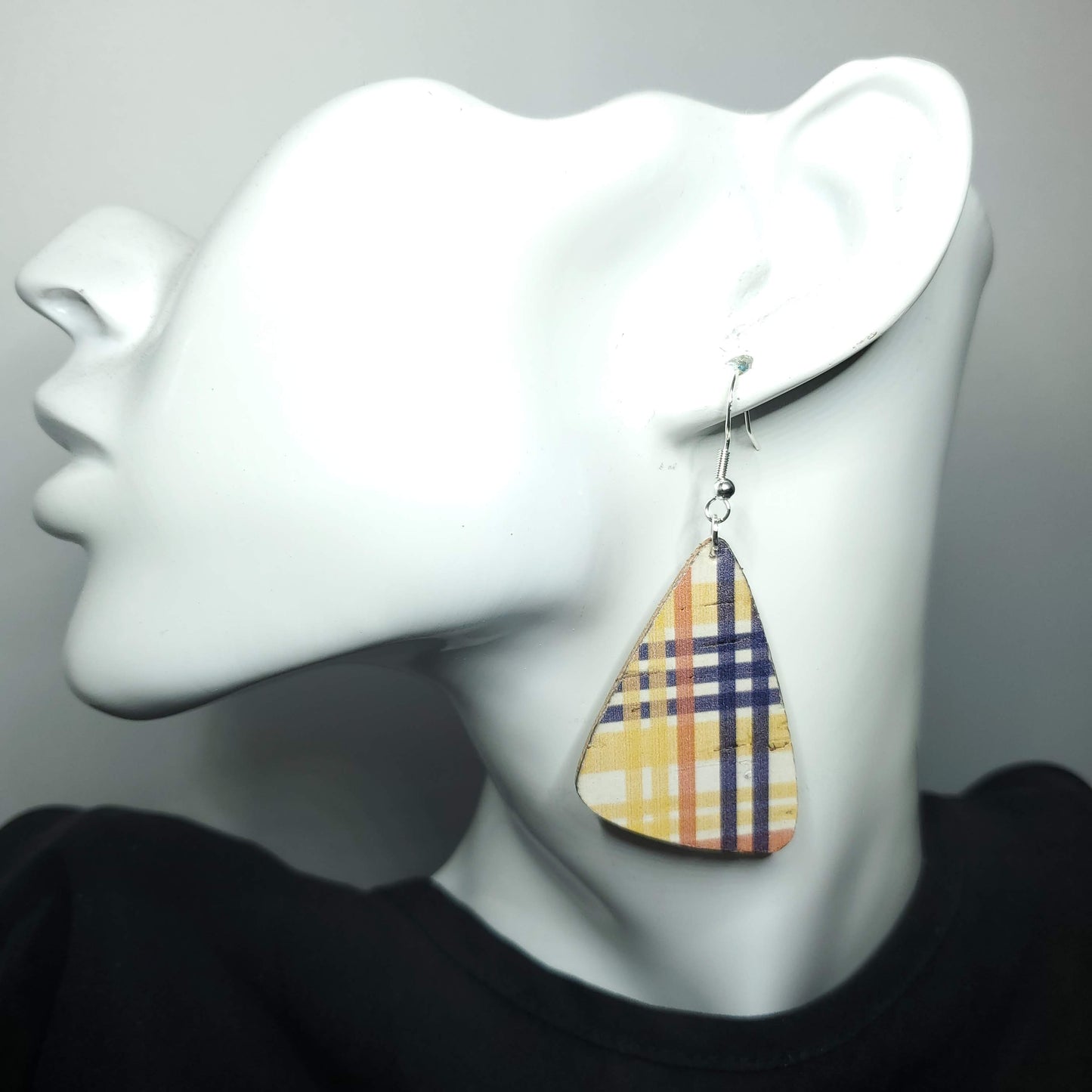 Fall Plaid Cork/Leather Earrings