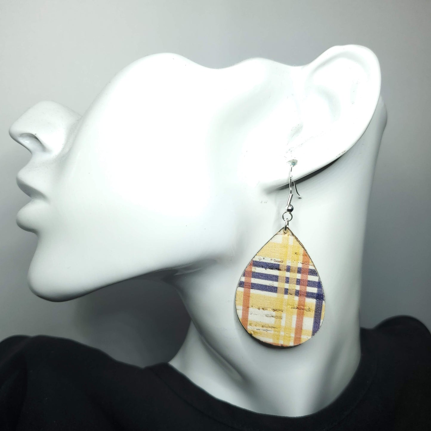 Fall Plaid Cork/Leather Earrings