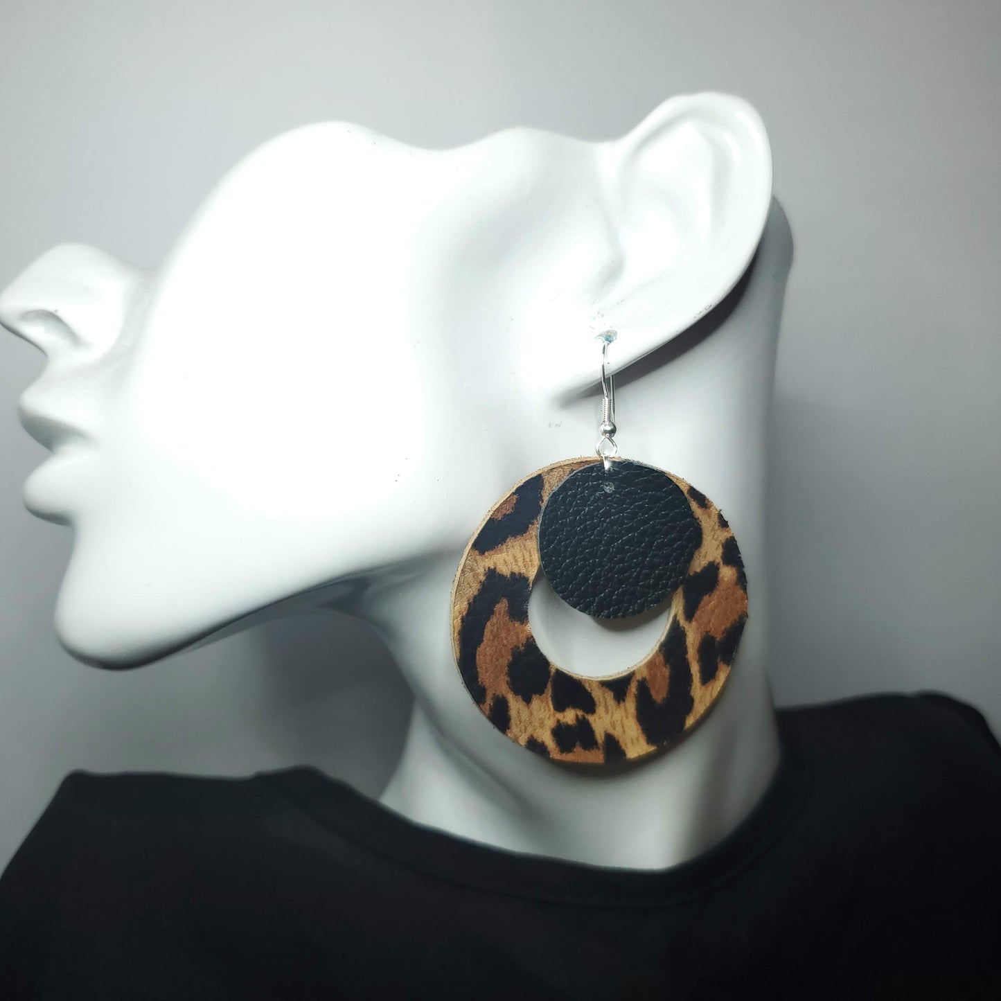 Leopard Leather Earrings