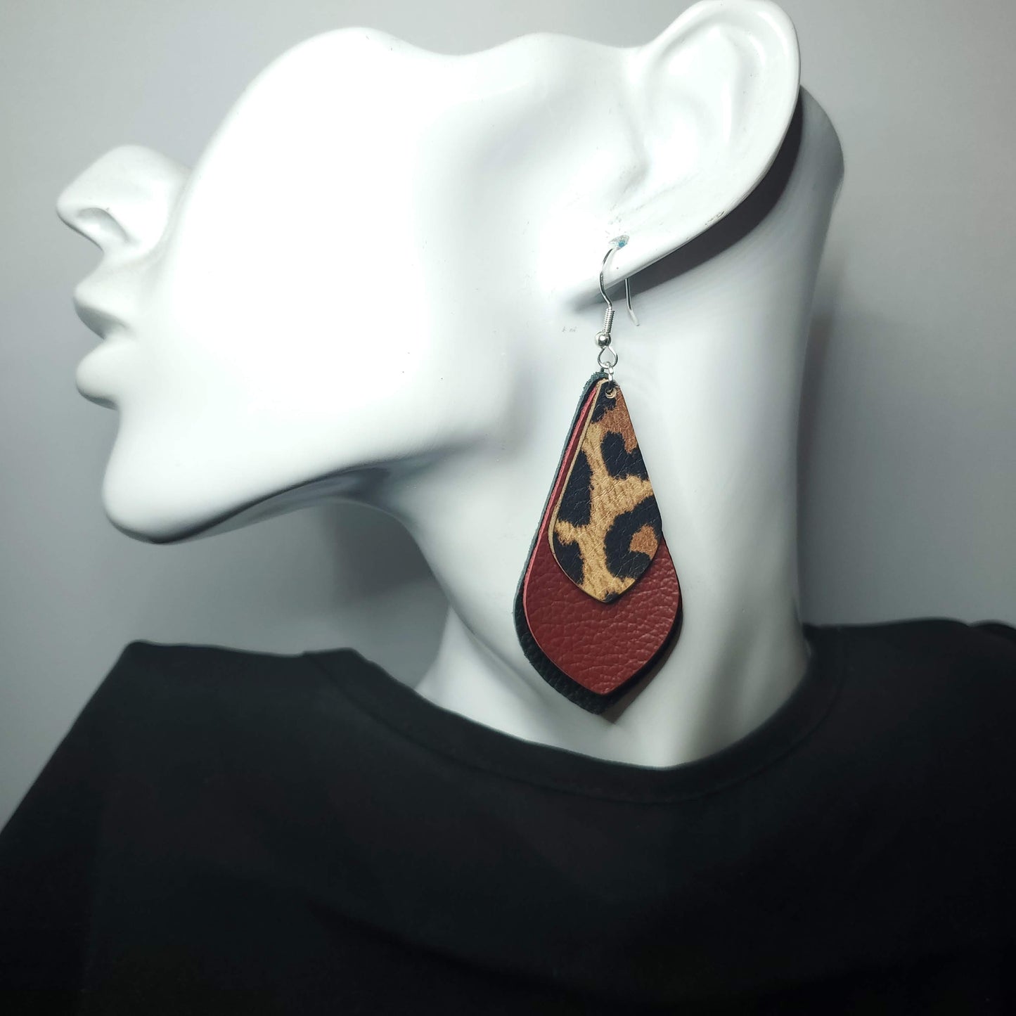 Leopard Leather Earrings