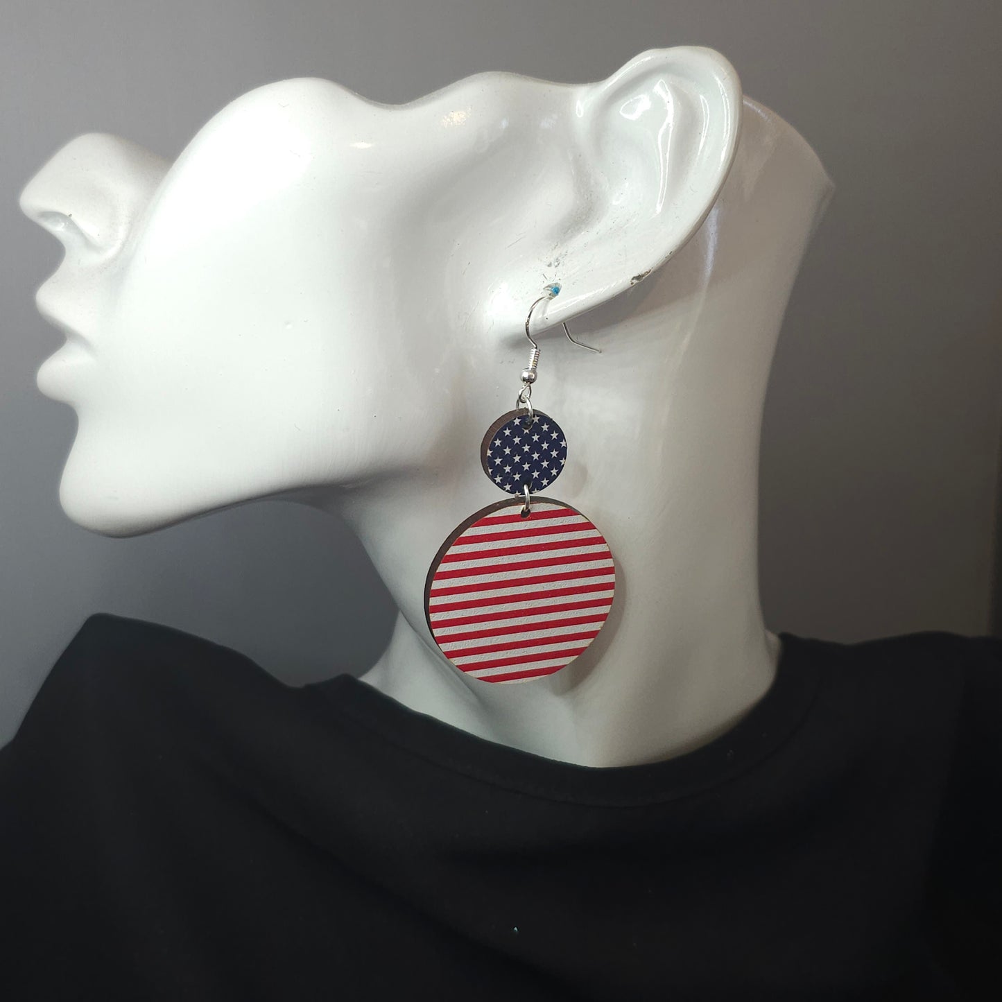 American Piggy Back Wooden Earrings