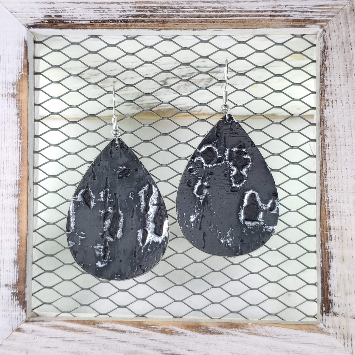 Grey Wildwood Leather Earrings