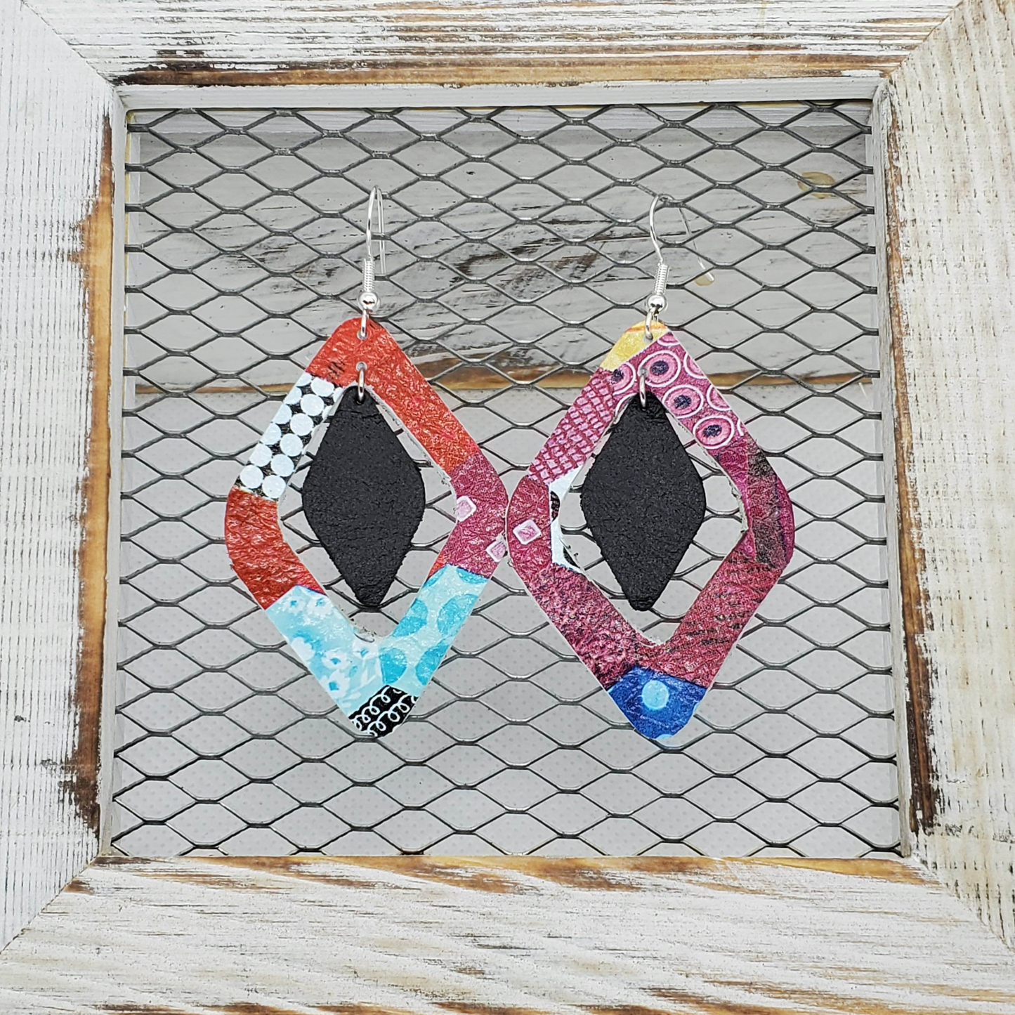 Abstract Kaleidoscope Leather Earring Collection