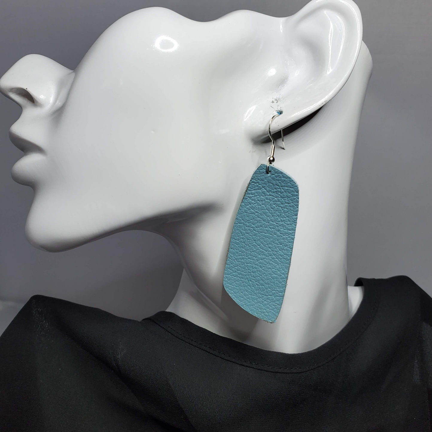 Robin Egg Blue Leather Earrings