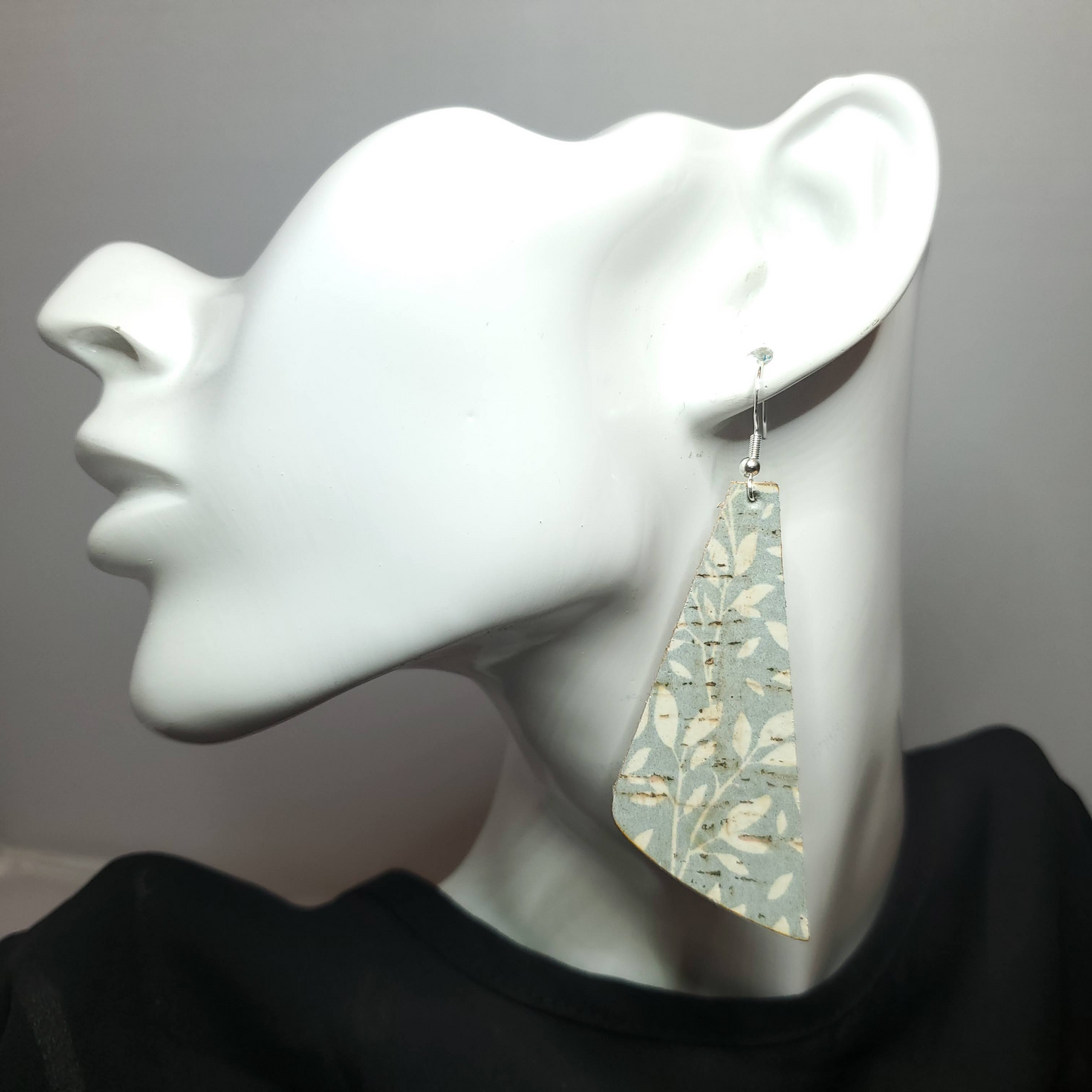Baby Blue Willow Cork/Leather Earrings