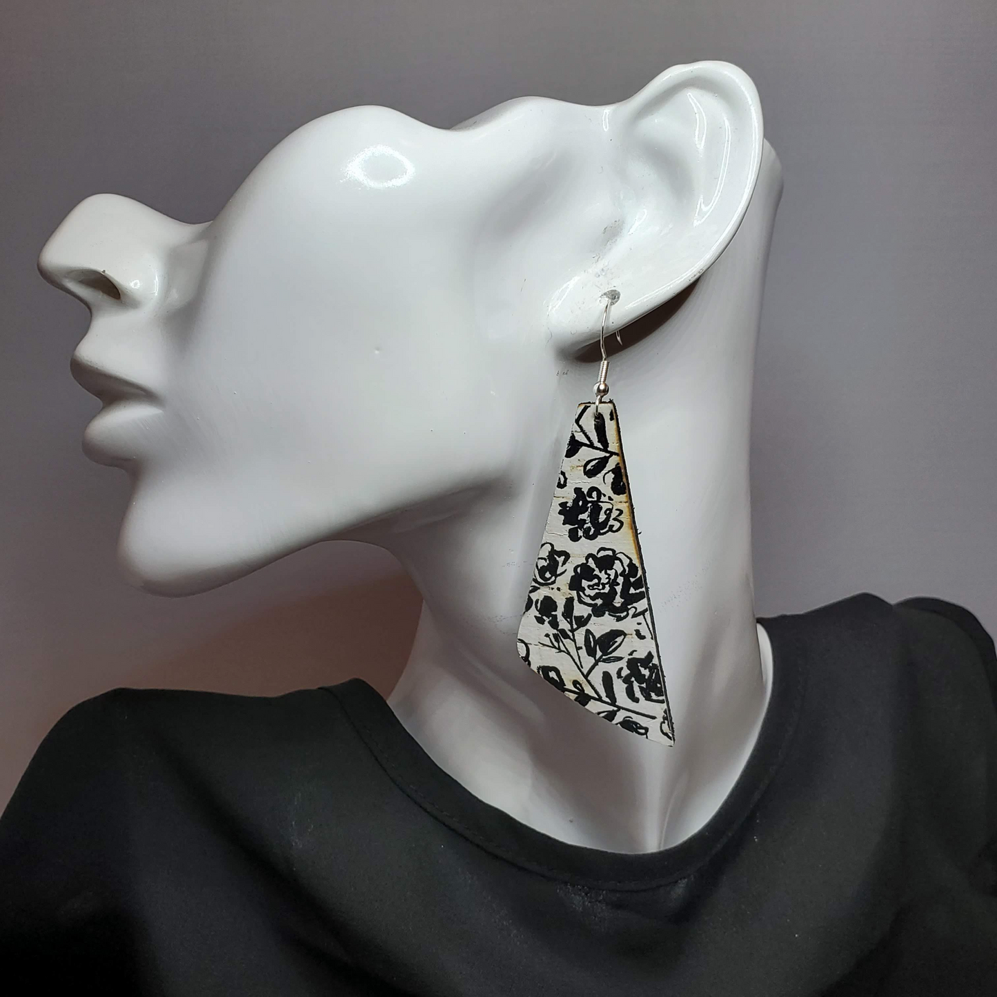 Vintage Inkwell Floral Cork/Leather Earrings