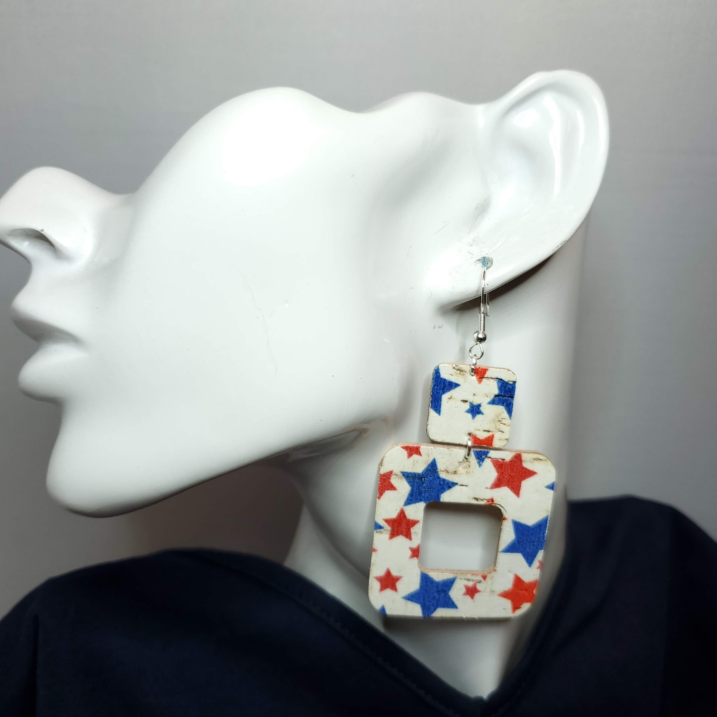 Patriotic Stars Leather Earrings