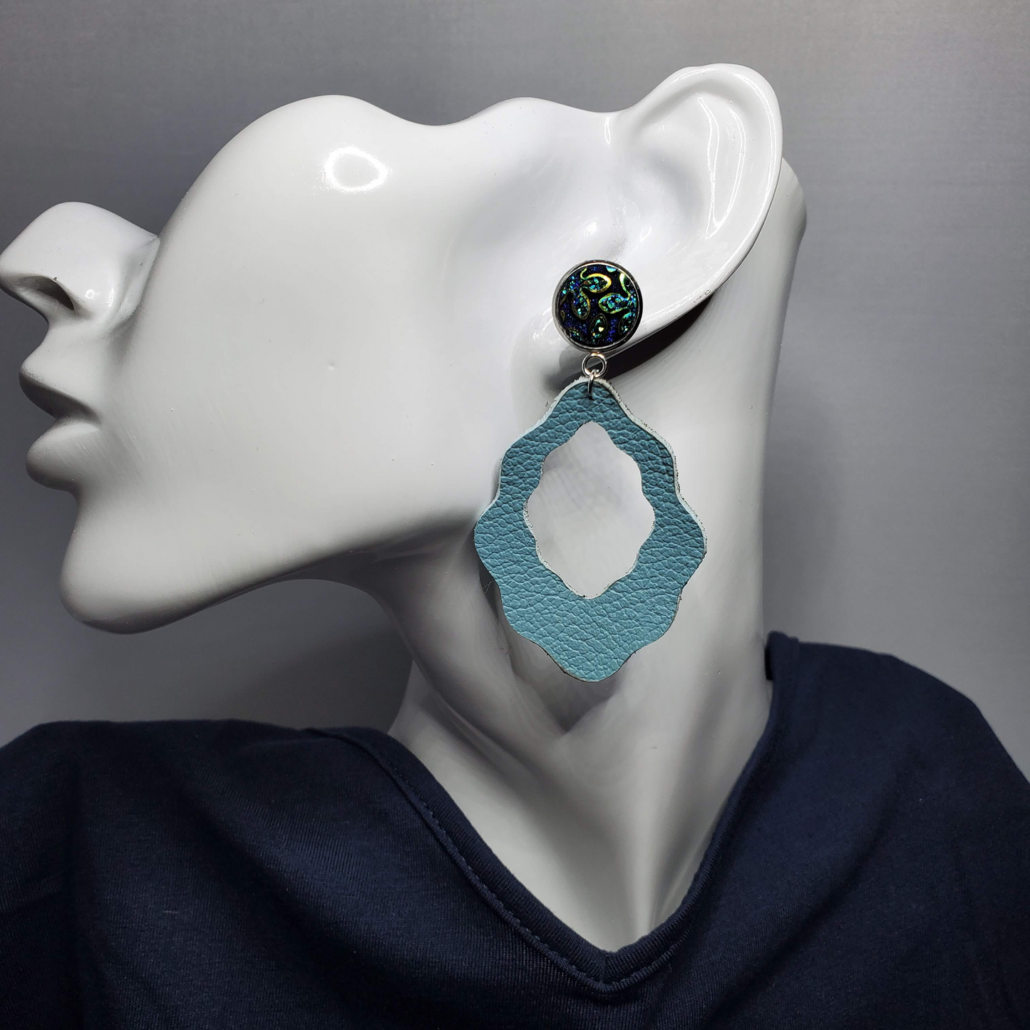 Robin Egg Blue Leather Earrings