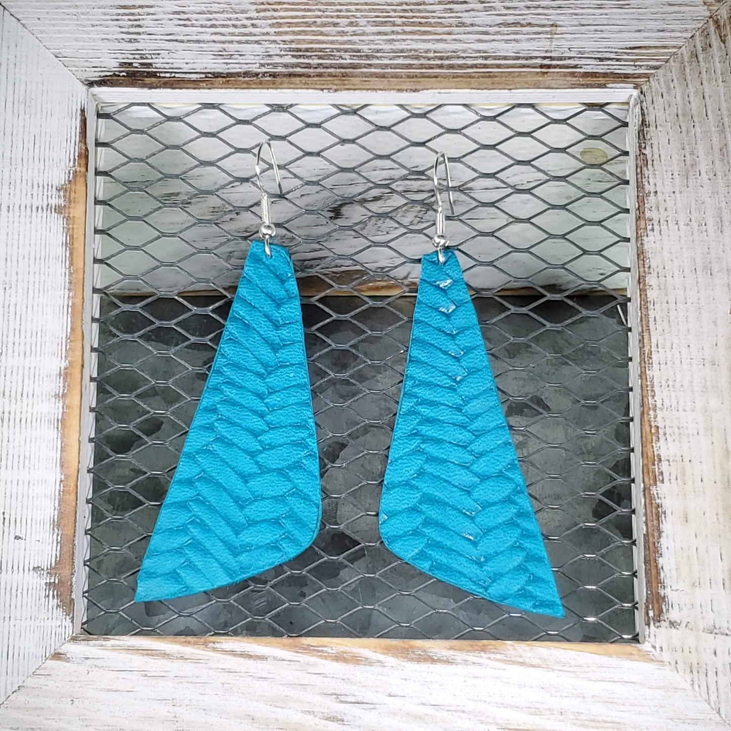 Teal Braided Leather Earrings