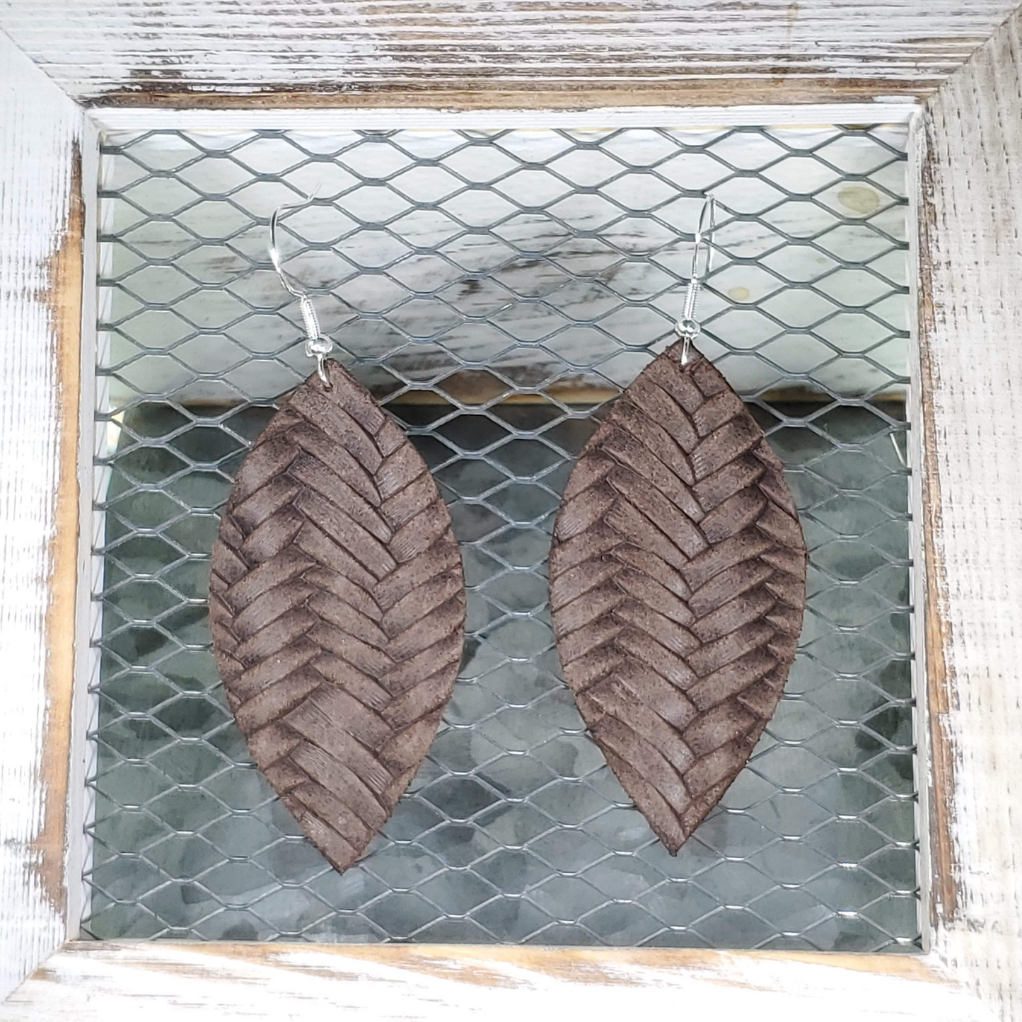 Pecan Braided Leather Earrings