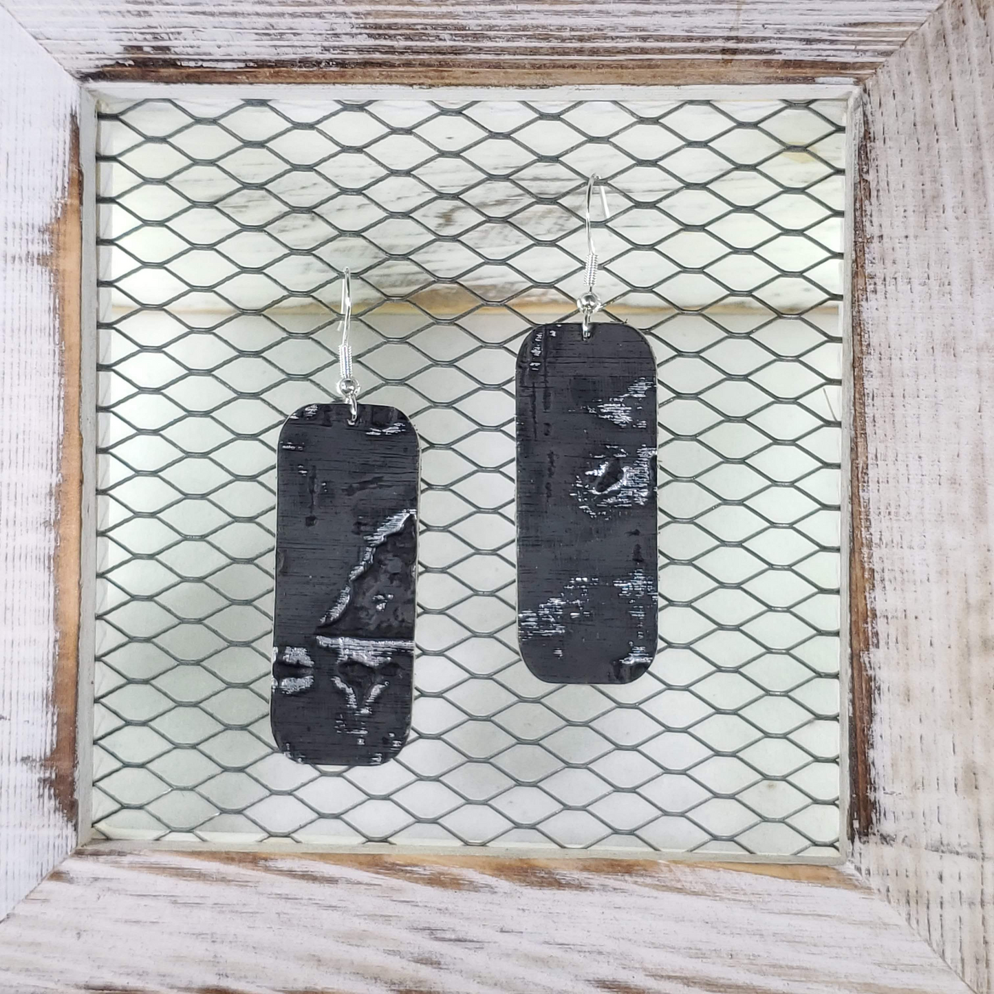 Grey Wildwood Leather Earrings