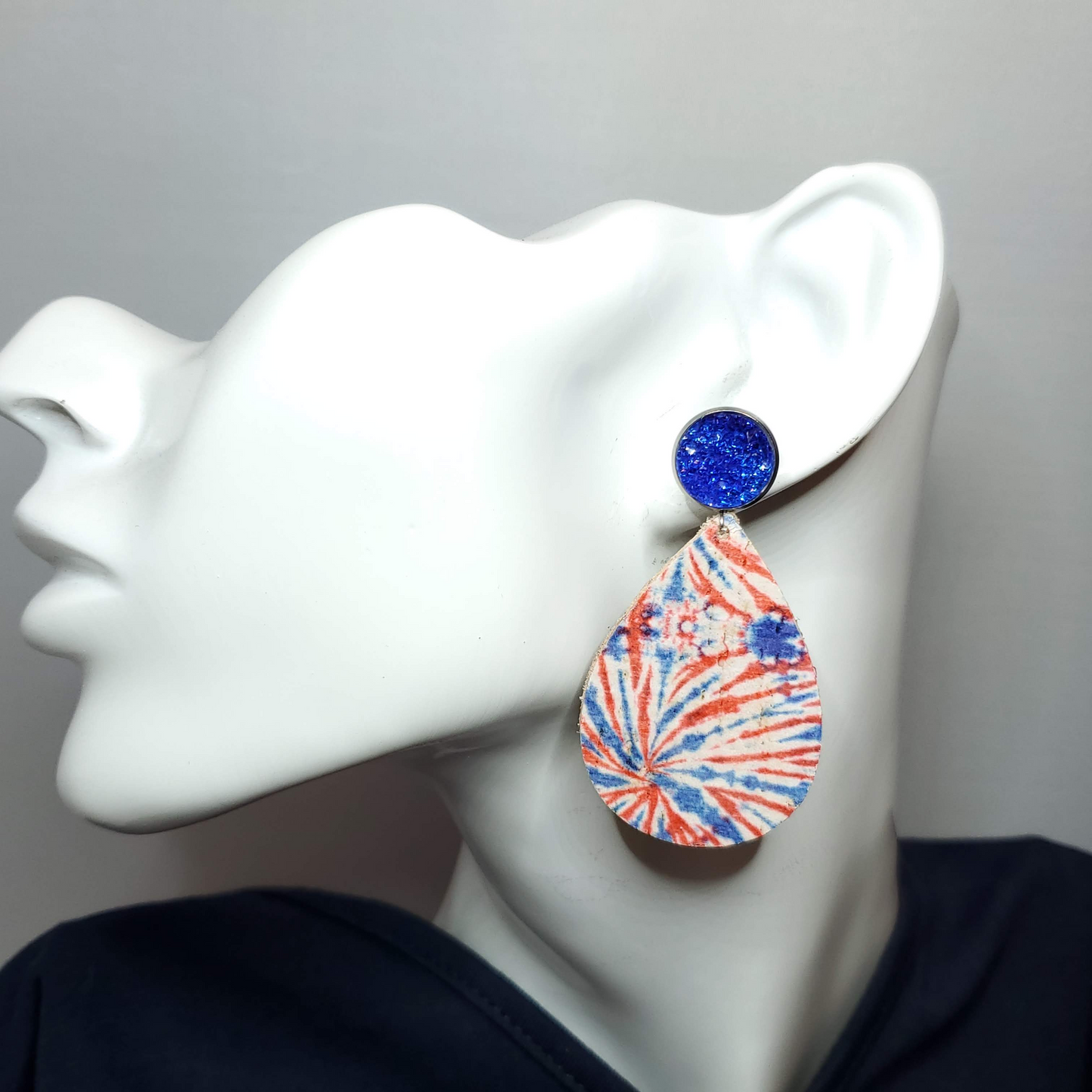 Patriotic Fireworks Cork/Leather Earrings