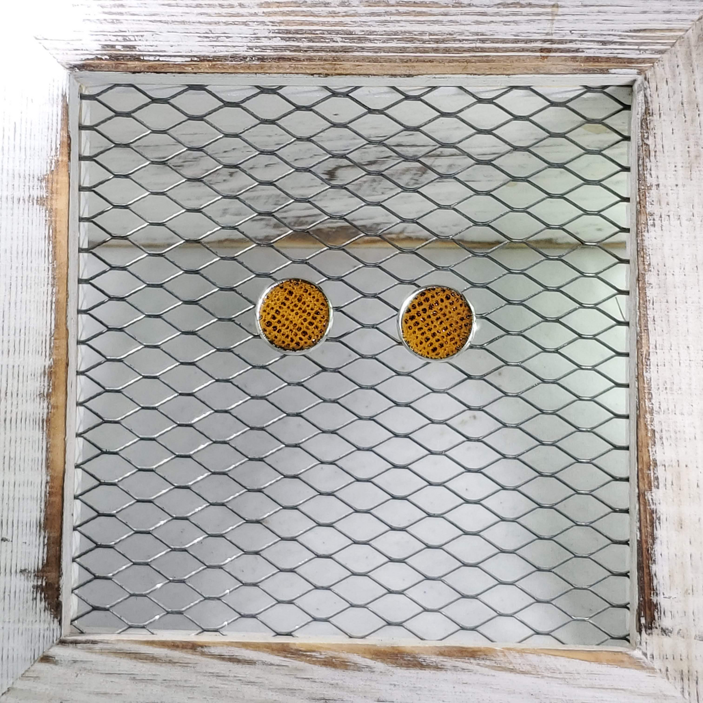 Mustard Saffiano Leather Earrings
