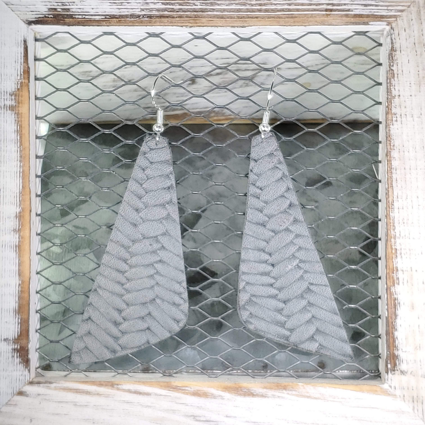 Muted Sage Braided Leather Earrings