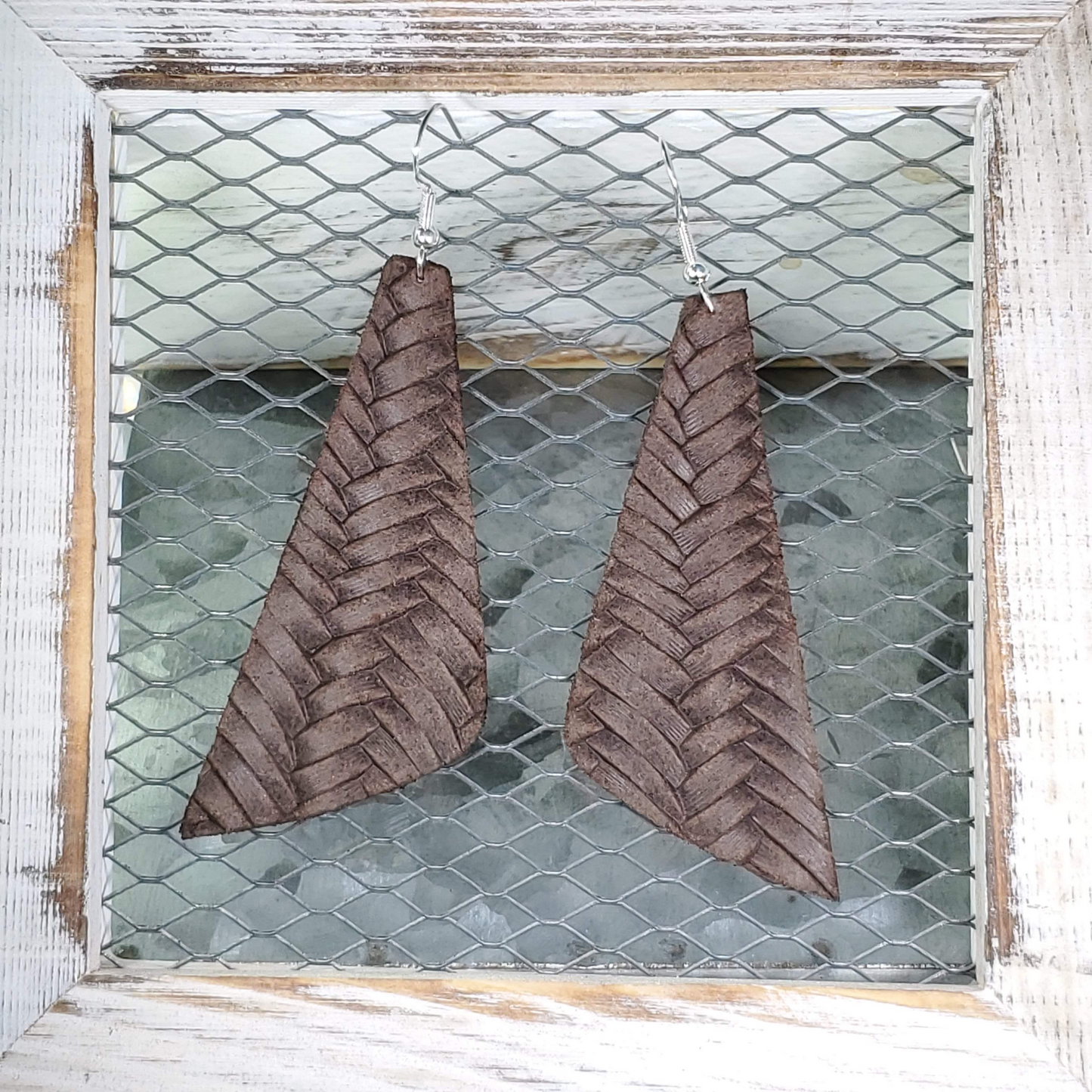 Pecan Braided Leather Earrings