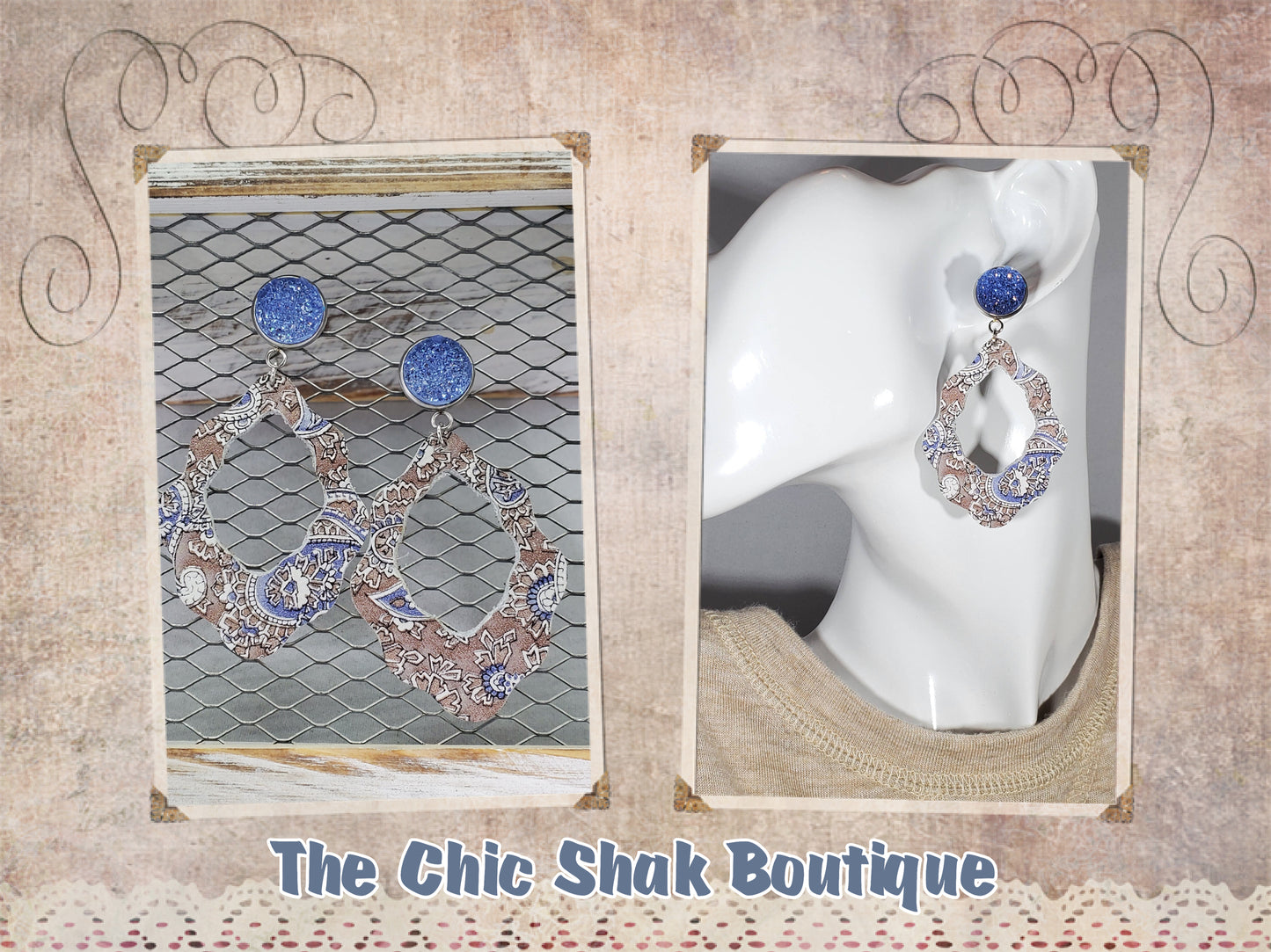 Paisley Leather Earrings