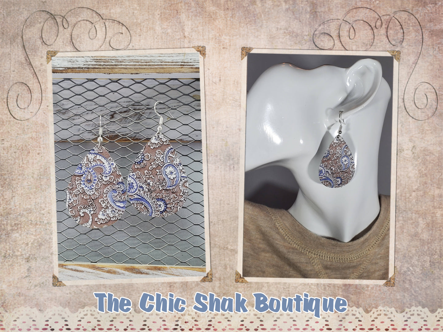 Paisley Leather Earrings
