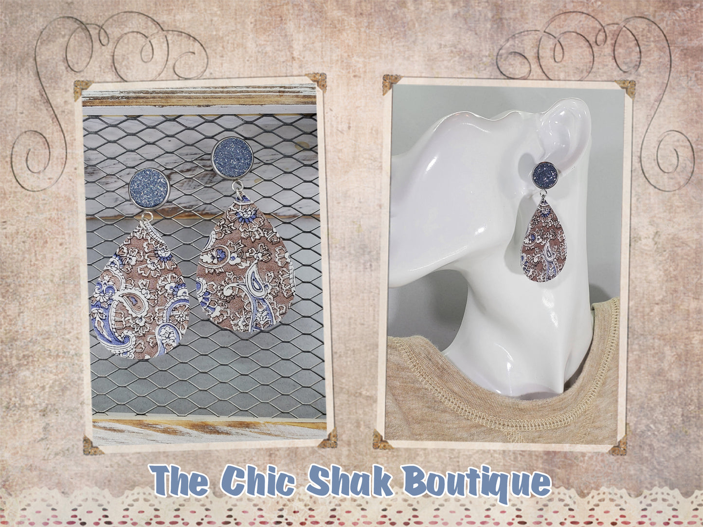 Paisley Leather Earrings