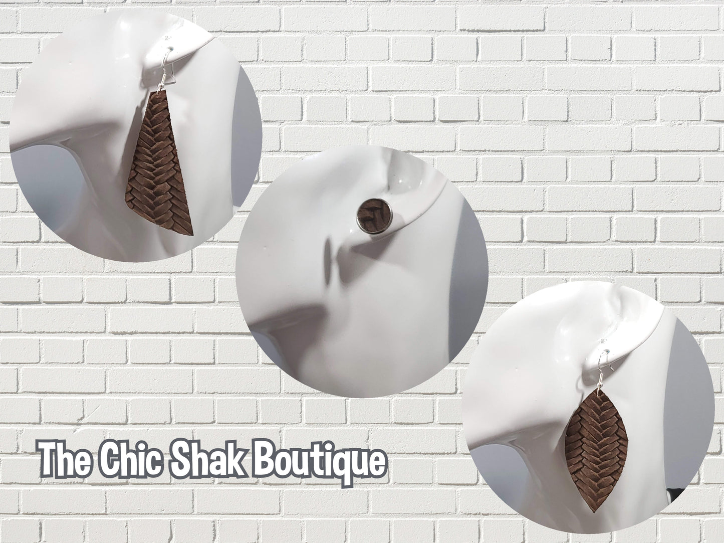 Pecan Braided Leather Earrings