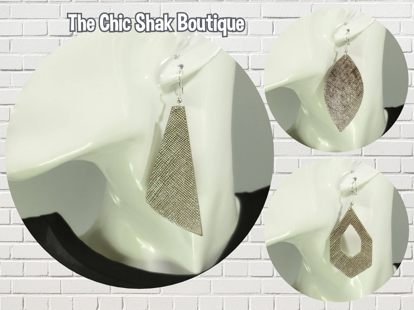 GunMetal Saffiano Leather Earrings