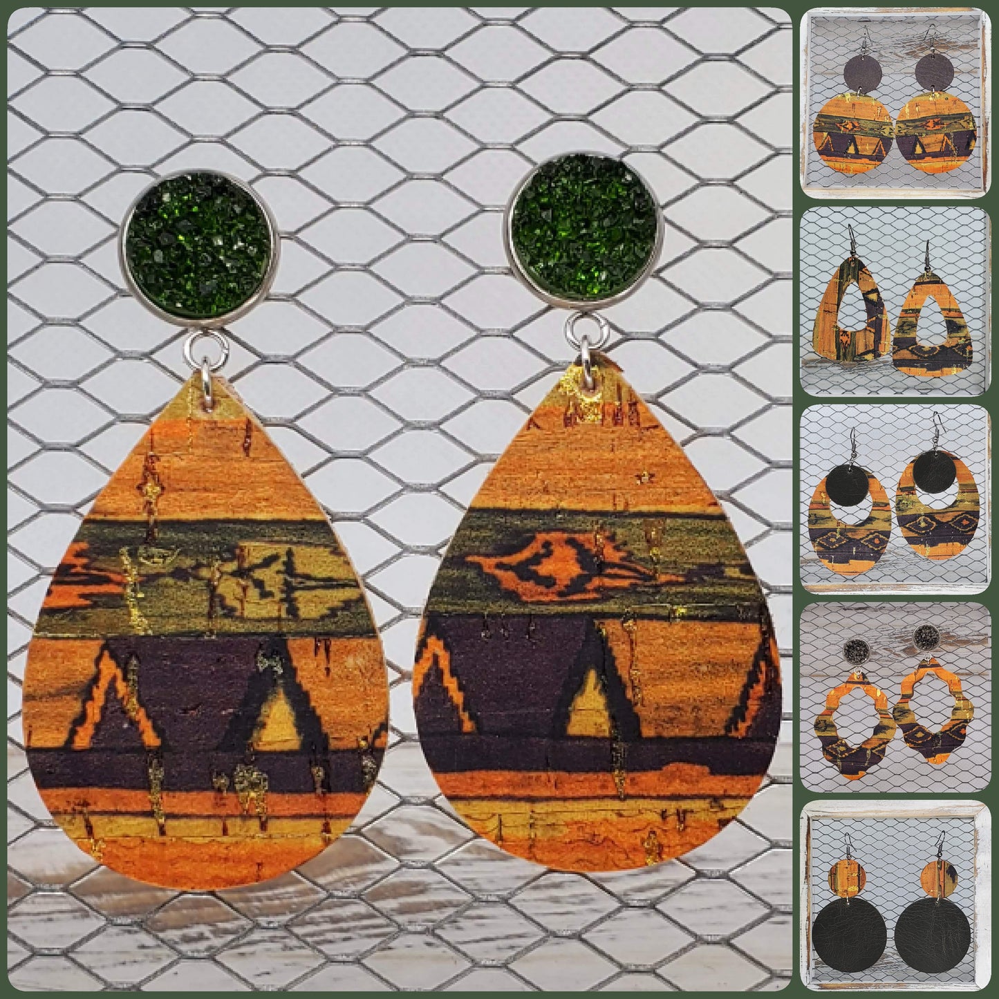 Navajo Cork/Leather Earrings