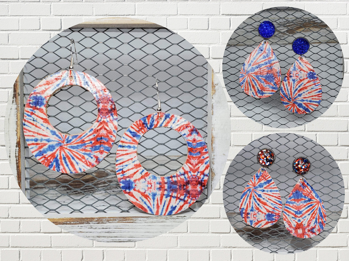 Patriotic Fireworks Cork/Leather Earrings