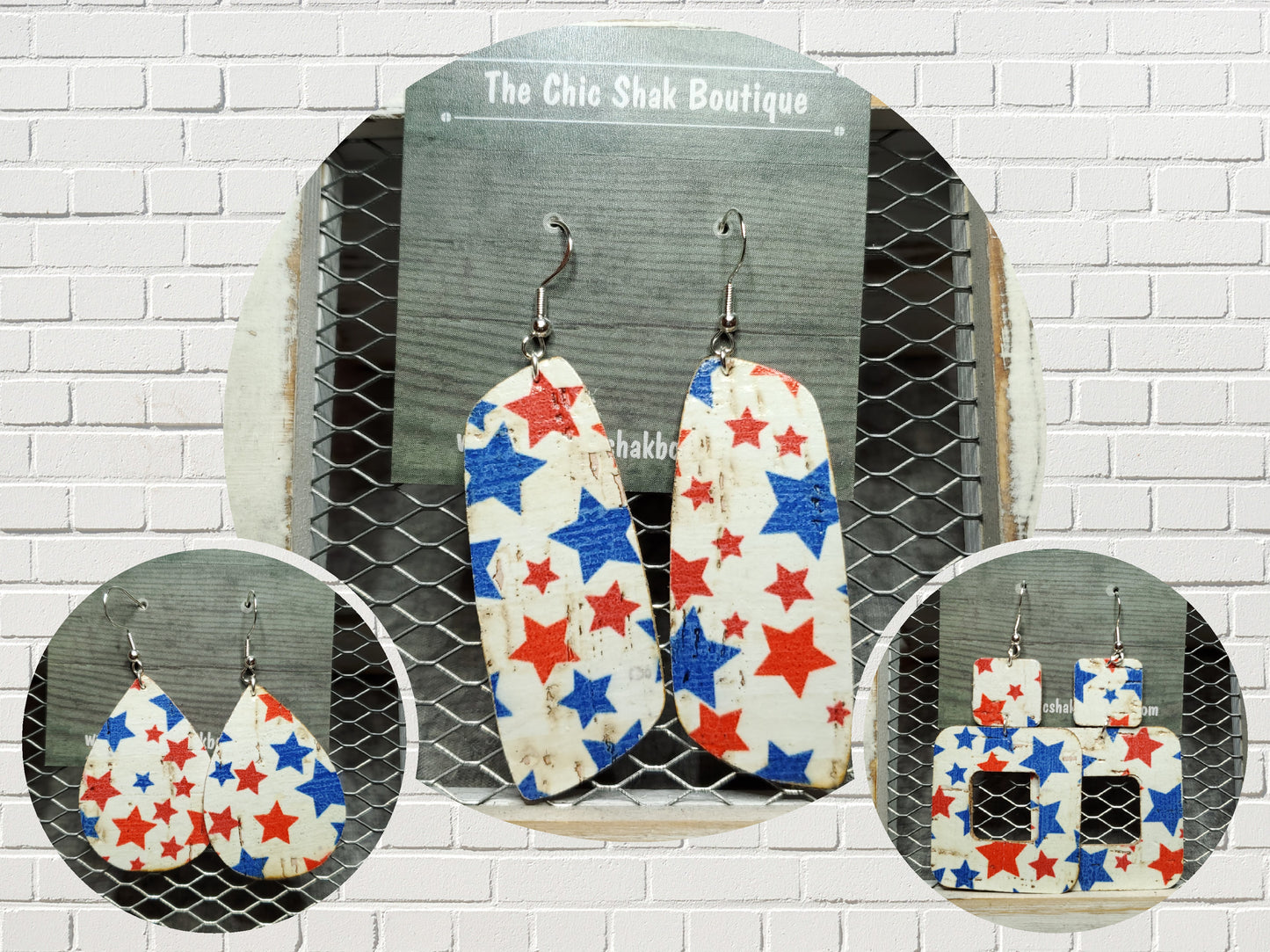 Patriotic Stars Leather Earrings